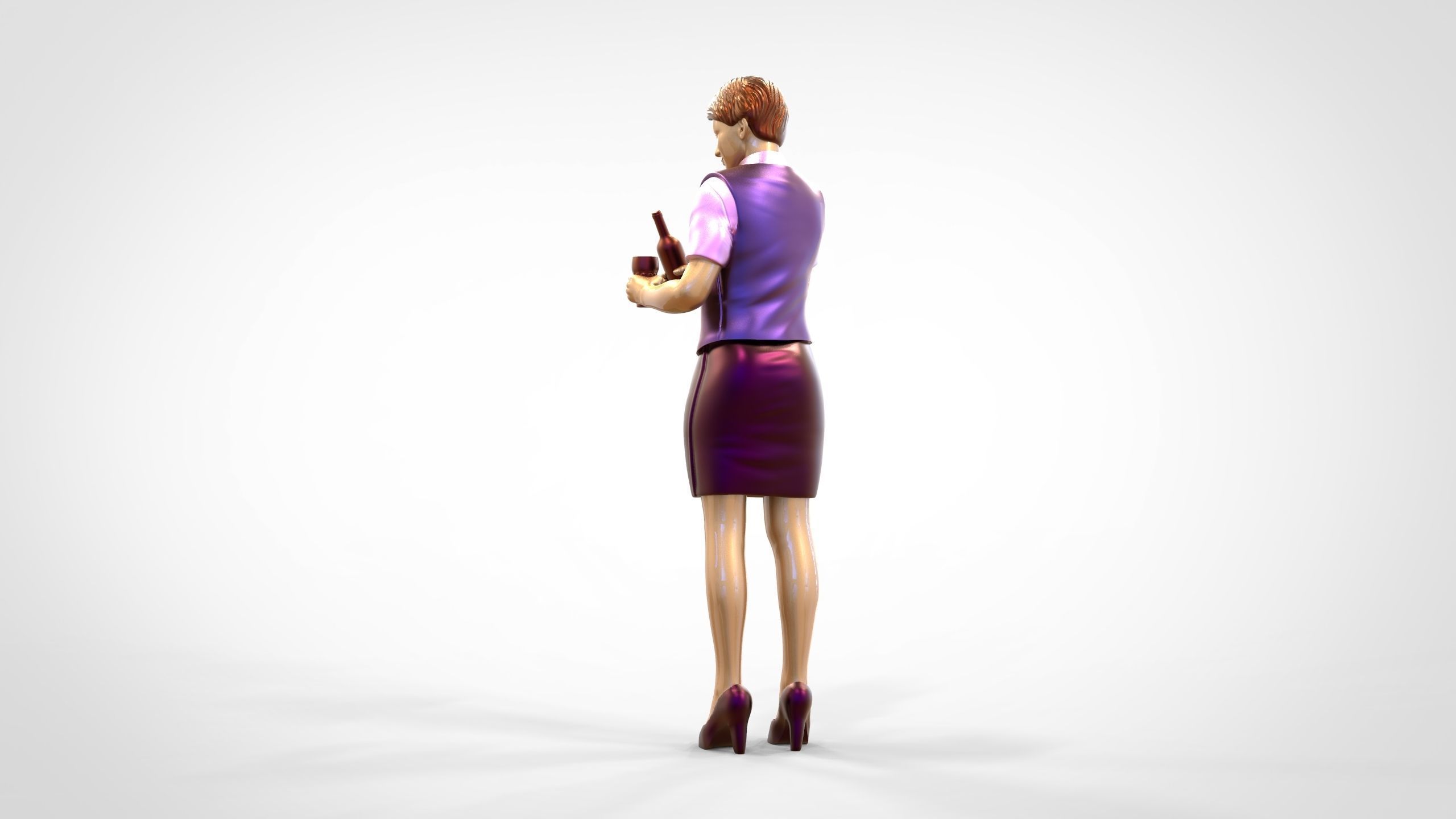 N5 waitress or Stewardess with bottle 3D print model_14
