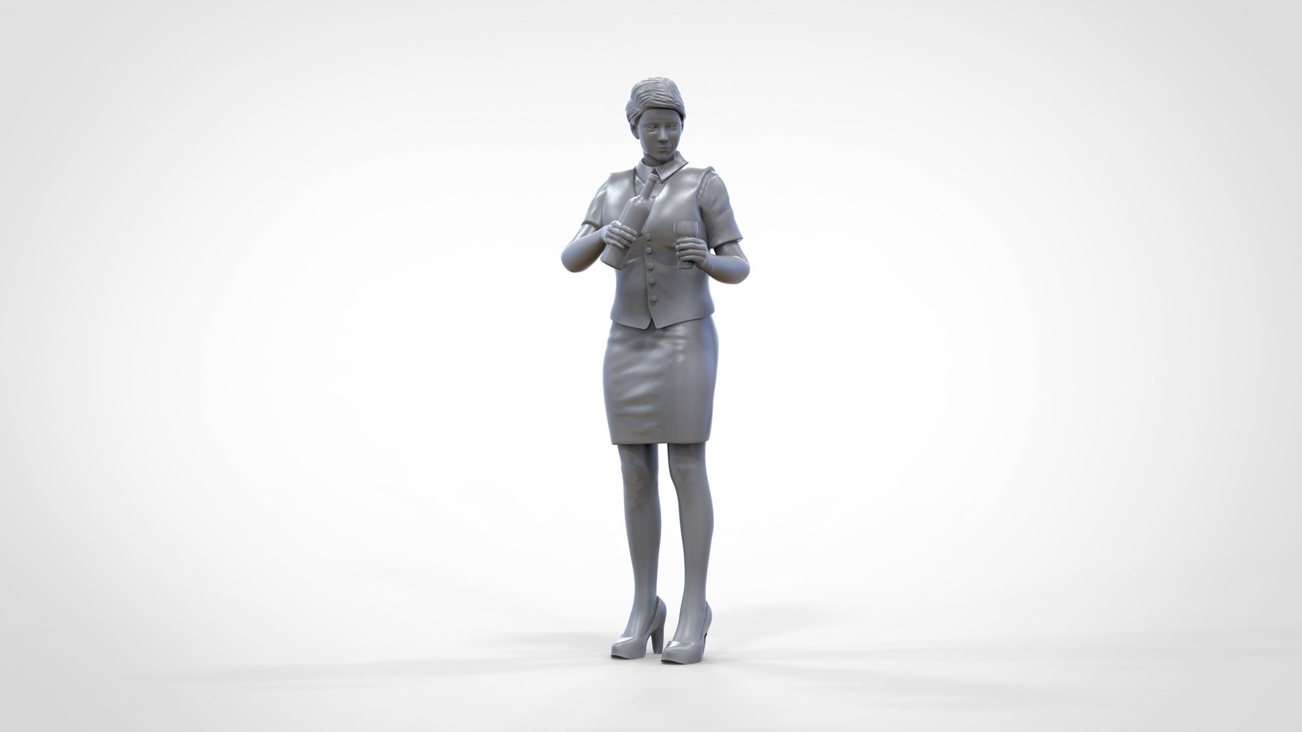 N5 waitress or Stewardess with bottle 3D print model_34