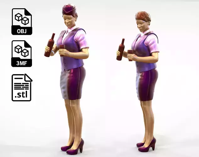 N5 waitress or Stewardess with bottle