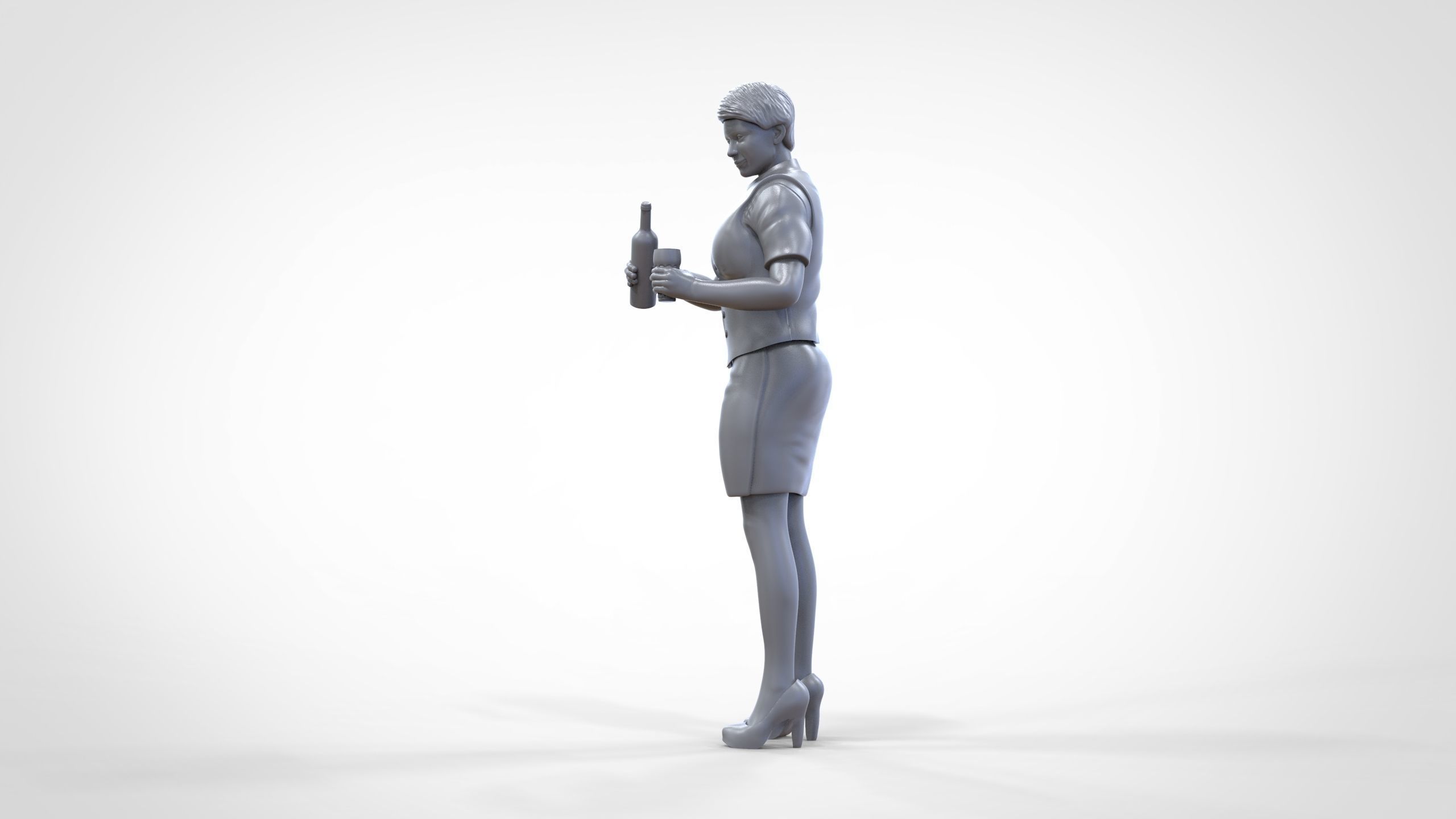 N5 waitress or Stewardess with bottle 3D print model_32