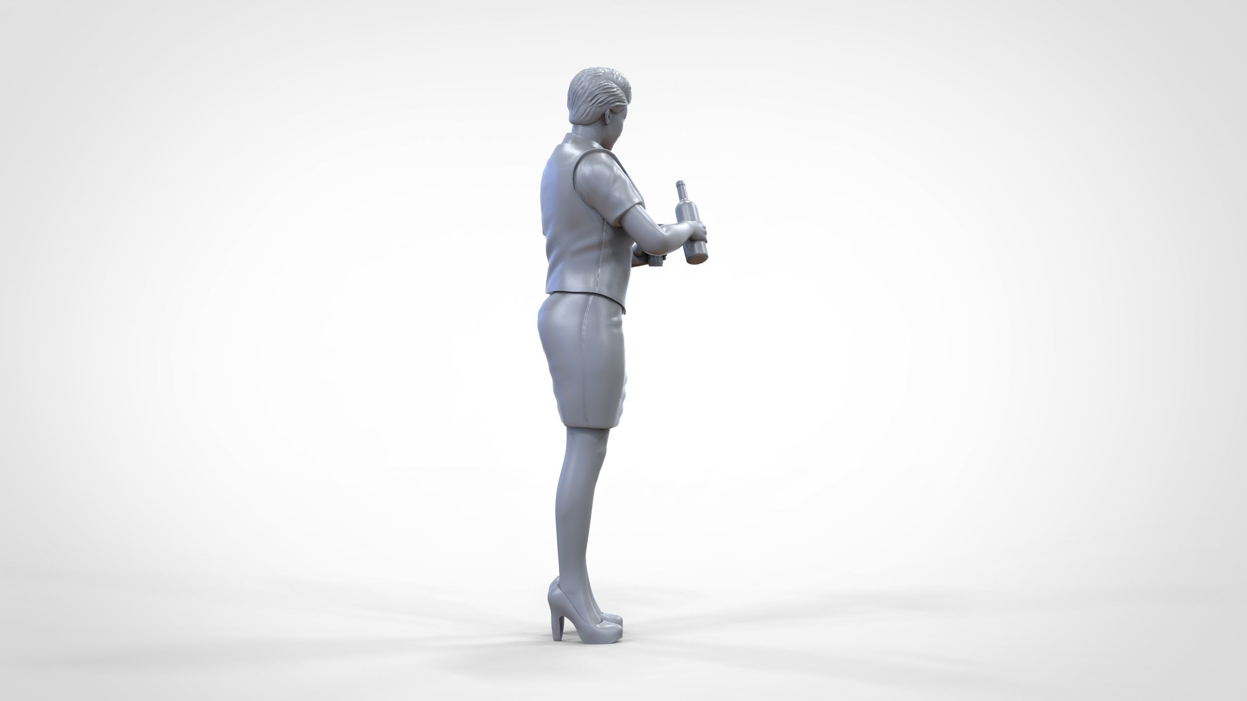 N5 waitress or Stewardess with bottle 3D print model_28