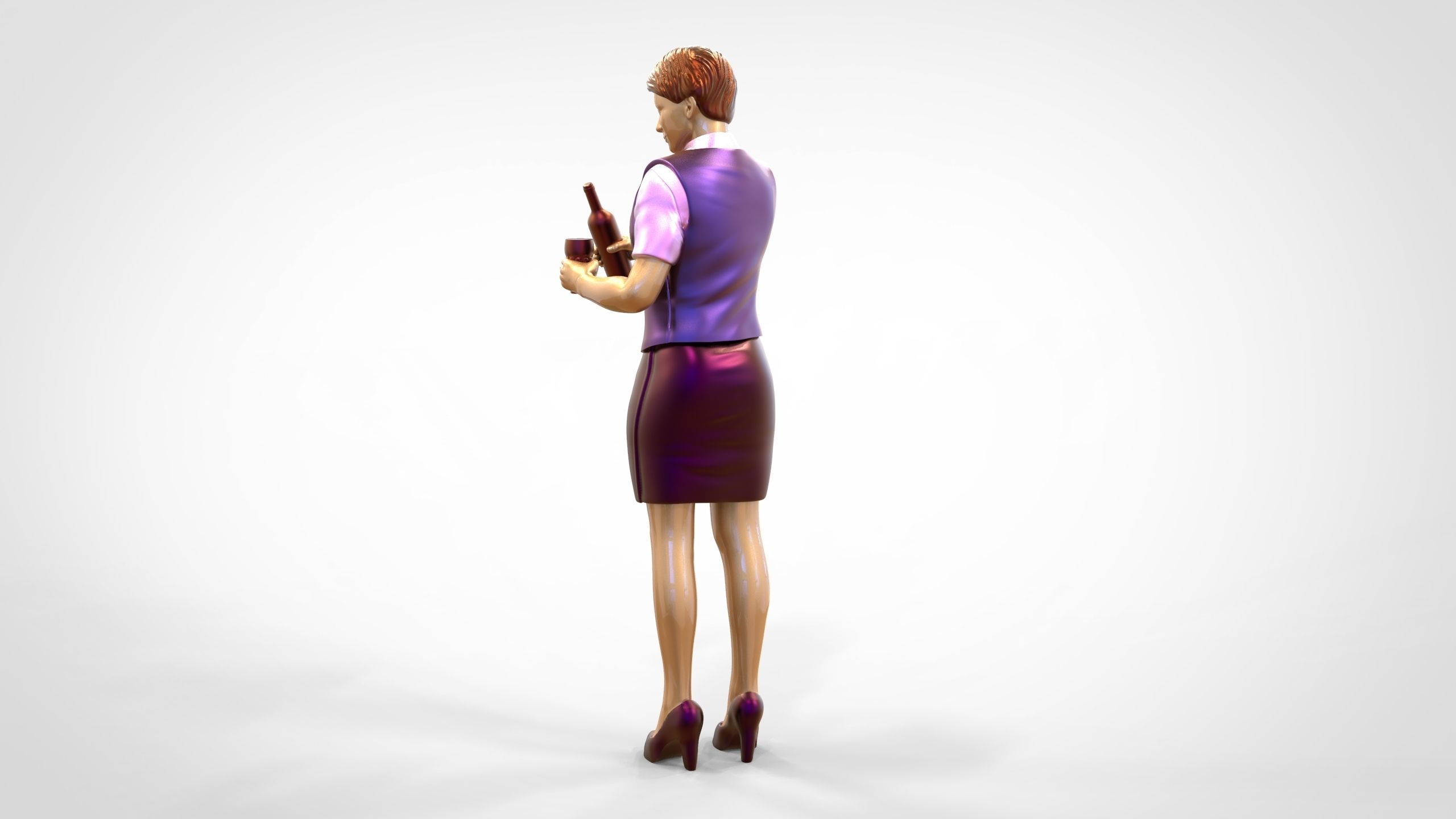 N5 waitress or Stewardess with bottle 3D print model_1