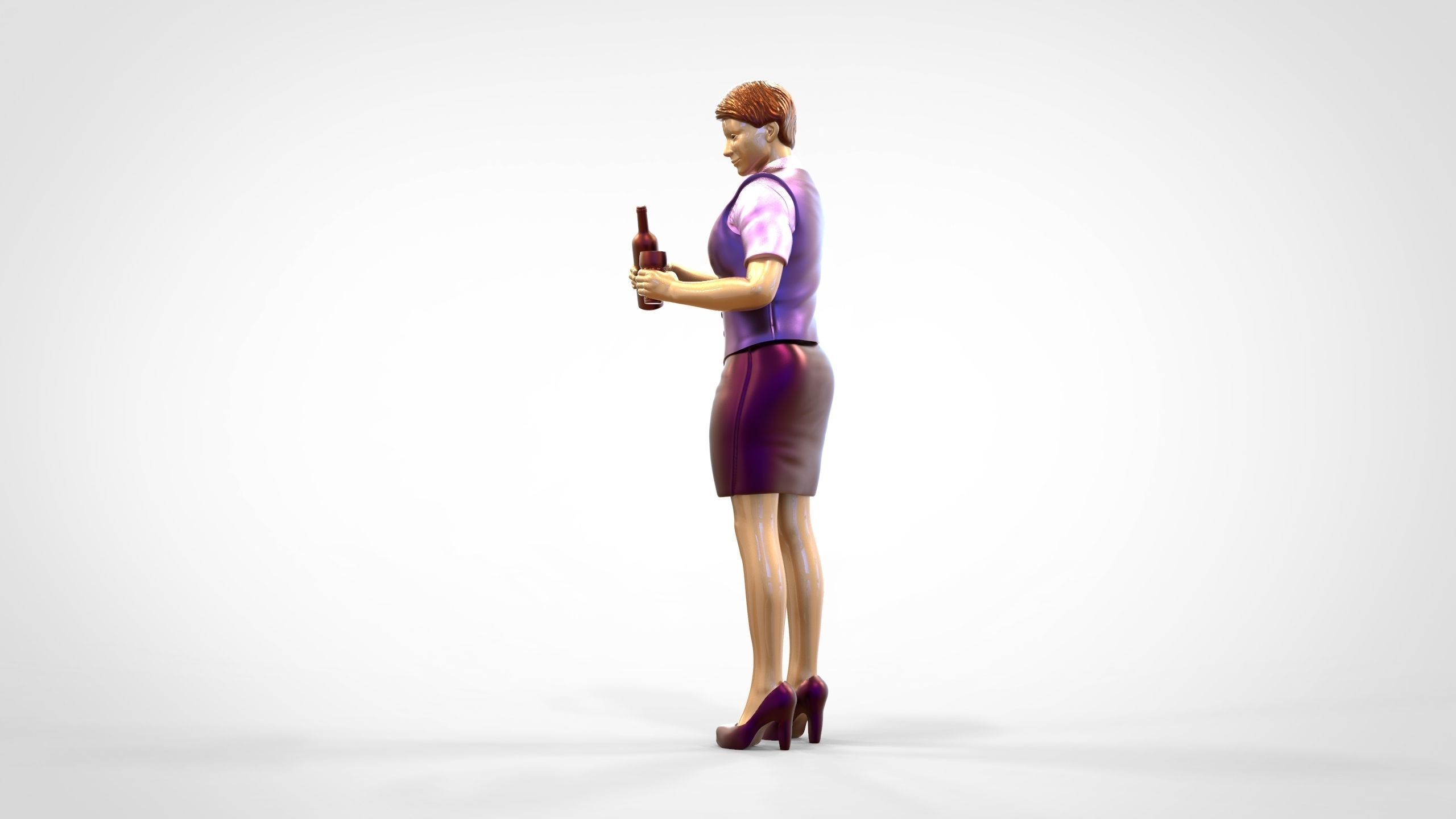 N5 waitress or Stewardess with bottle 3D print model_16