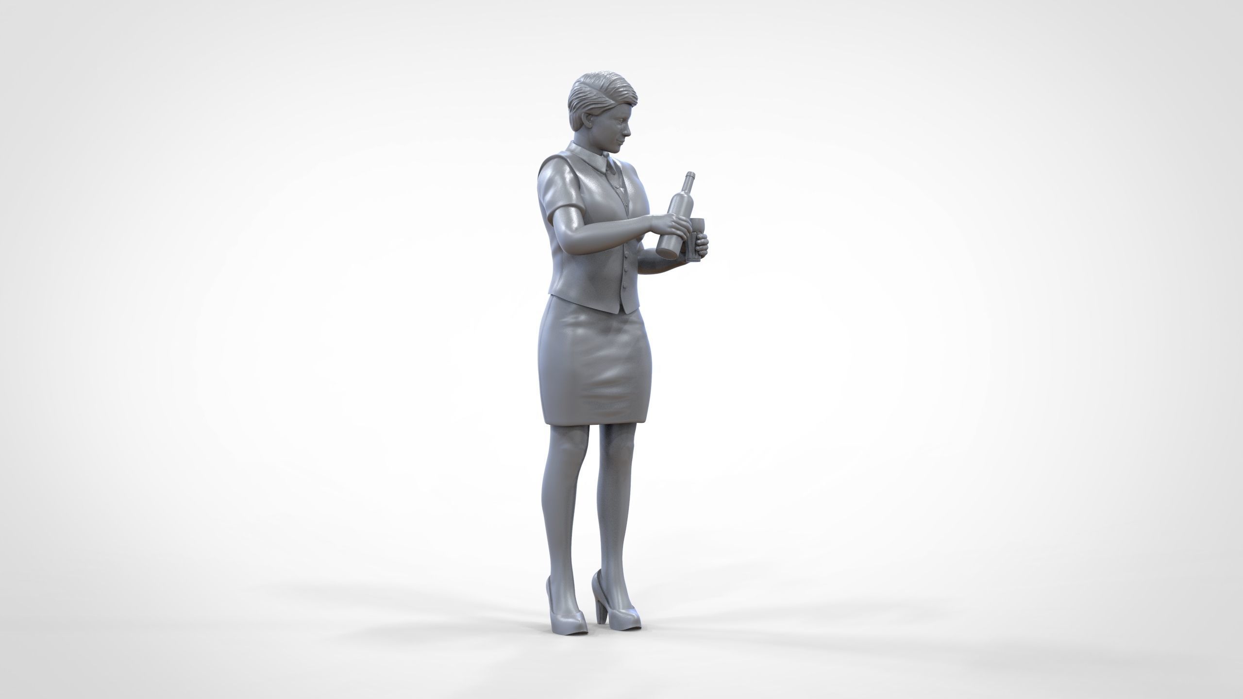 N5 waitress or Stewardess with bottle 3D print model_36