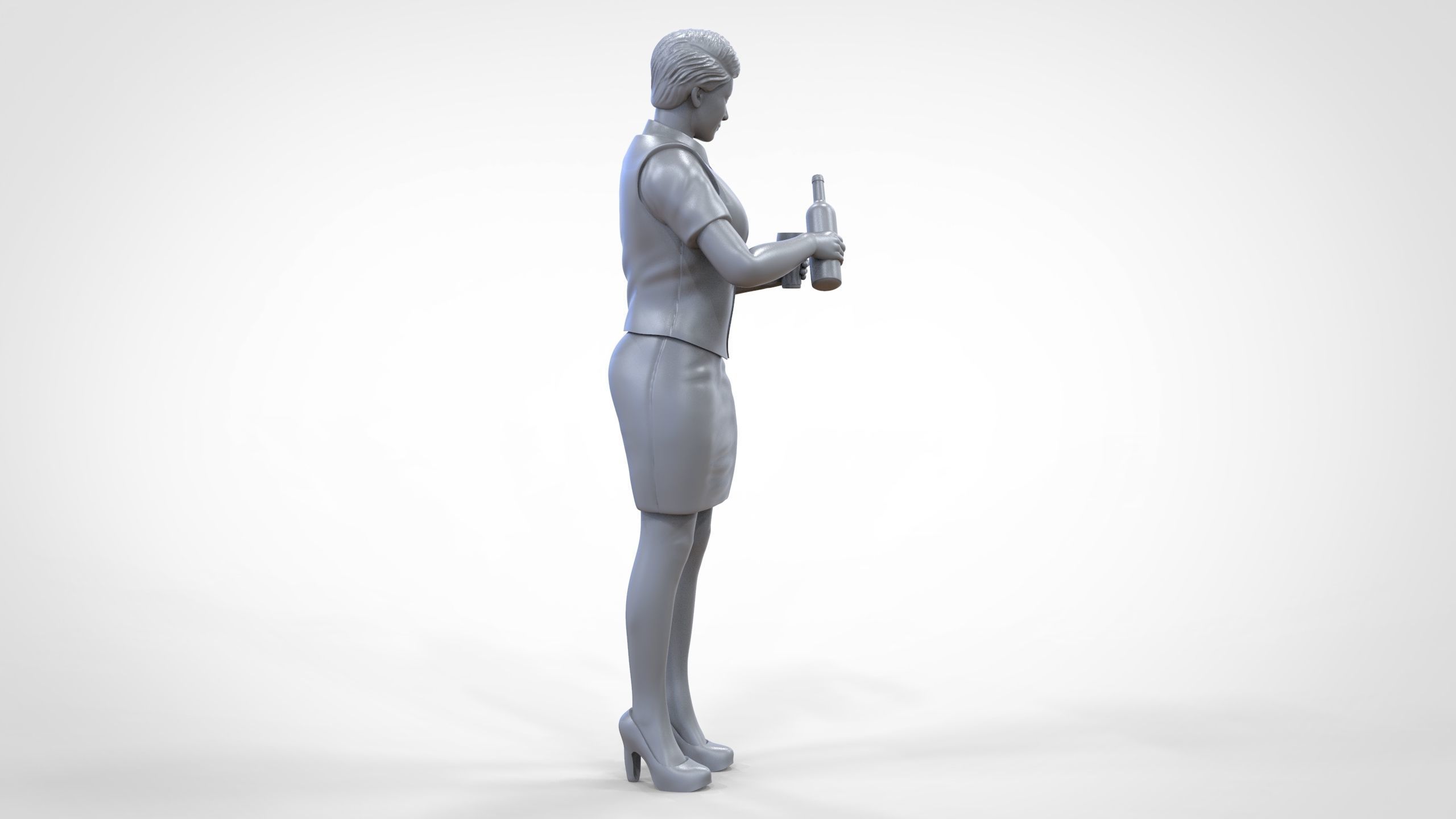 N5 waitress or Stewardess with bottle 3D print model_27