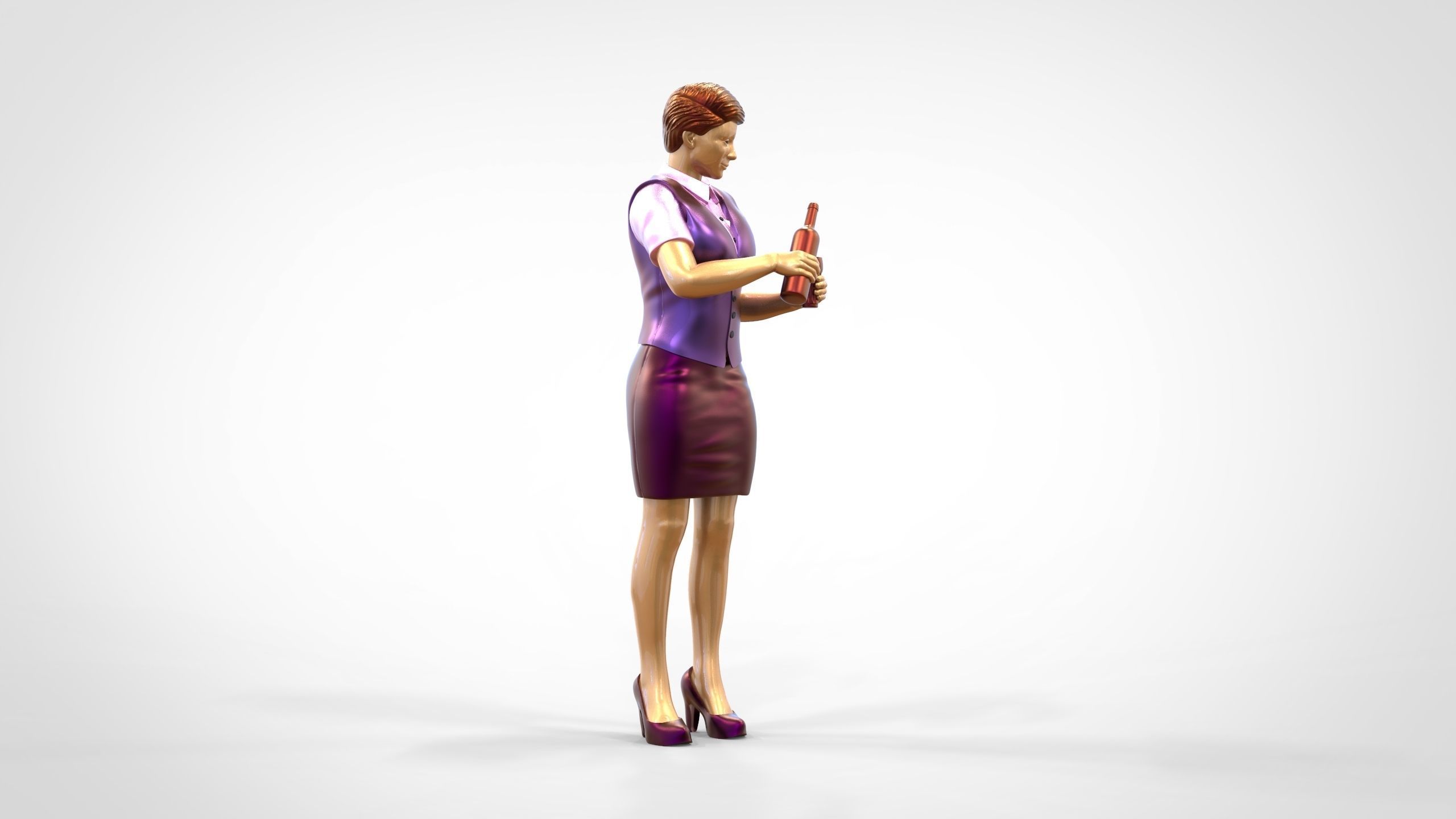 N5 waitress or Stewardess with bottle 3D print model_26