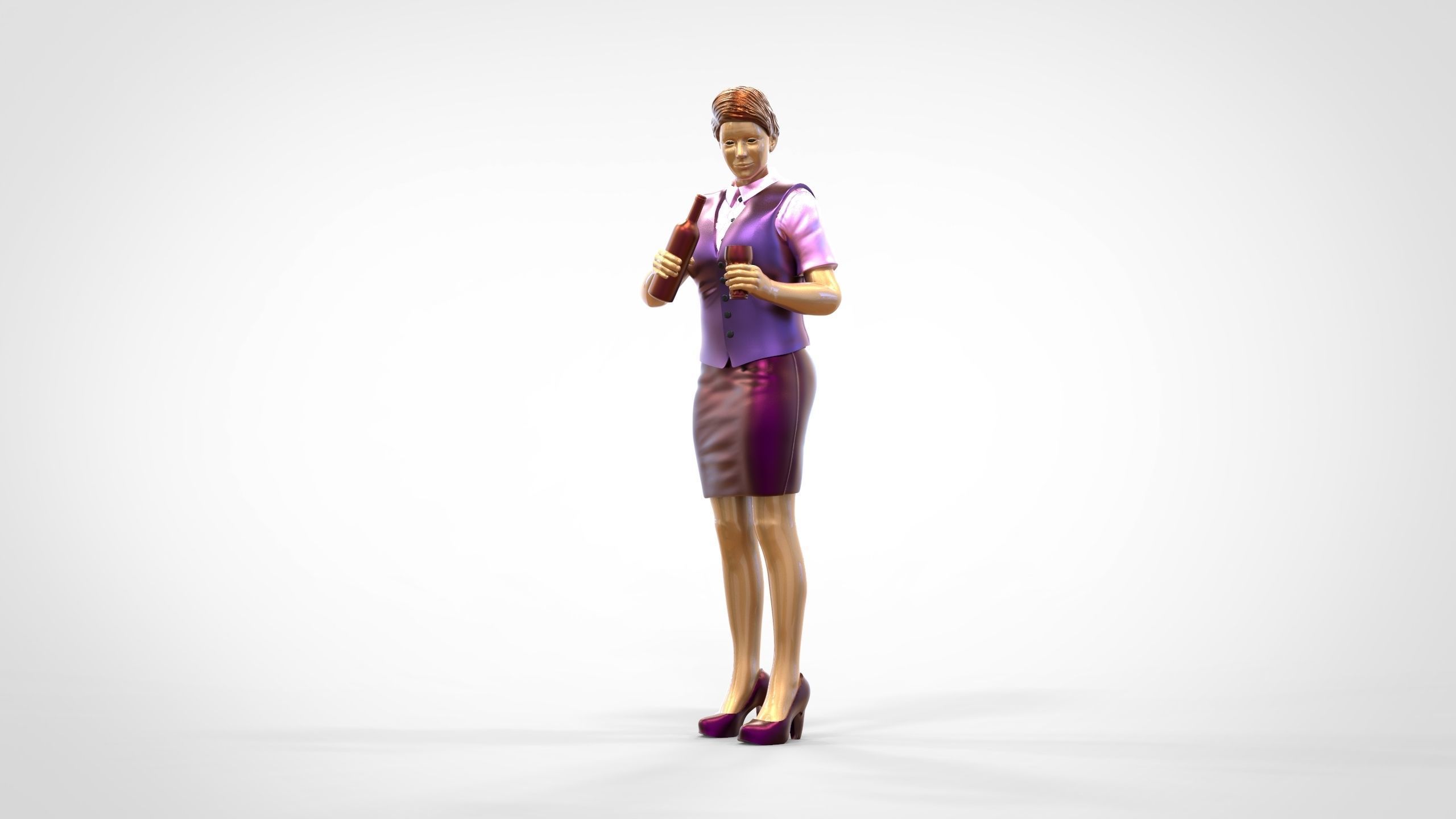 N5 waitress or Stewardess with bottle 3D print model_20