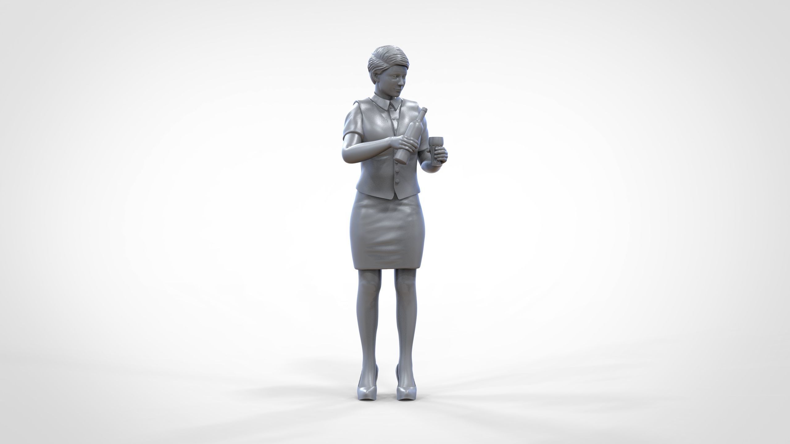 N5 waitress or Stewardess with bottle 3D print model_35