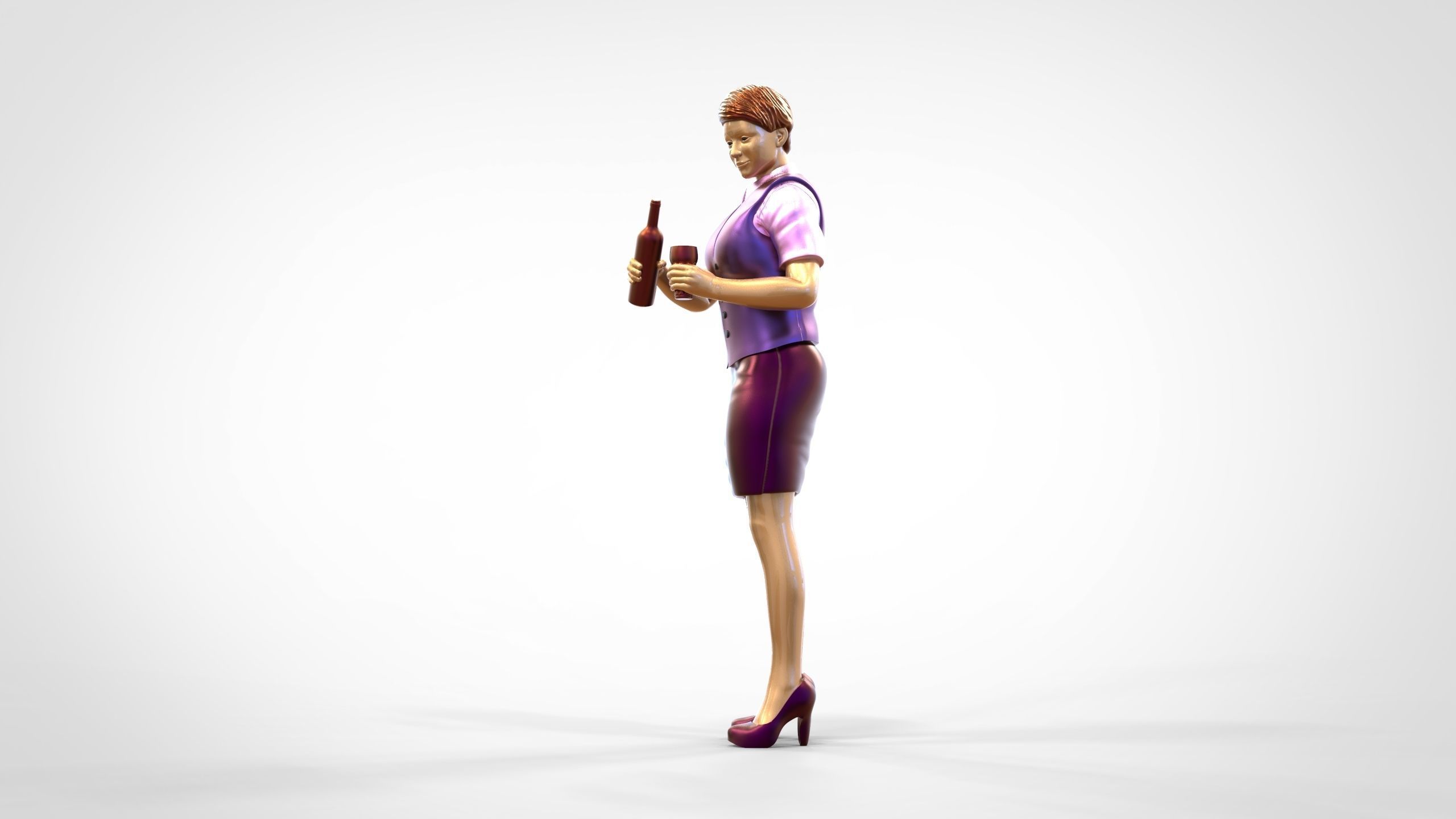 N5 waitress or Stewardess with bottle 3D print model_18