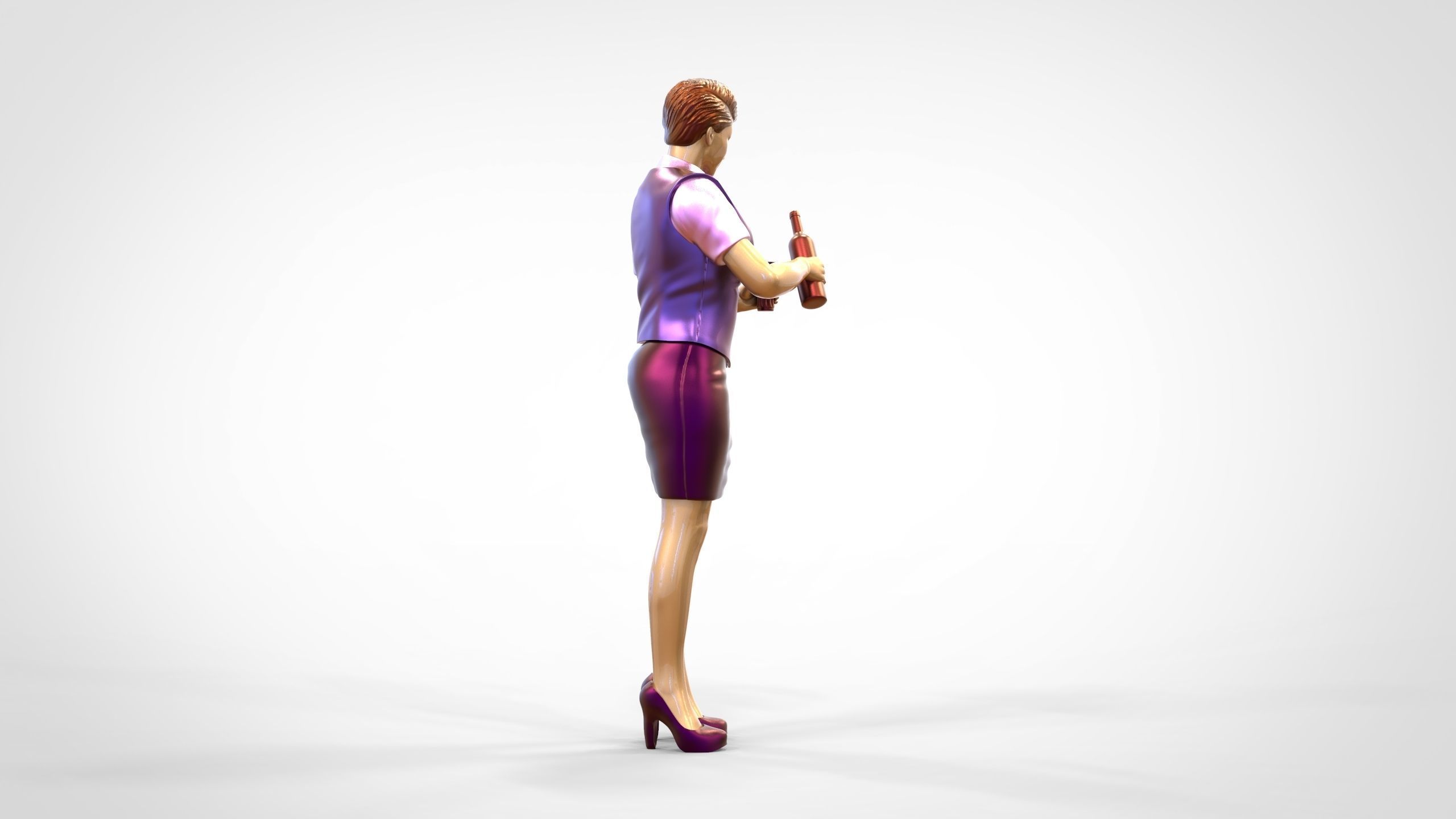 N5 waitress or Stewardess with bottle 3D print model_9