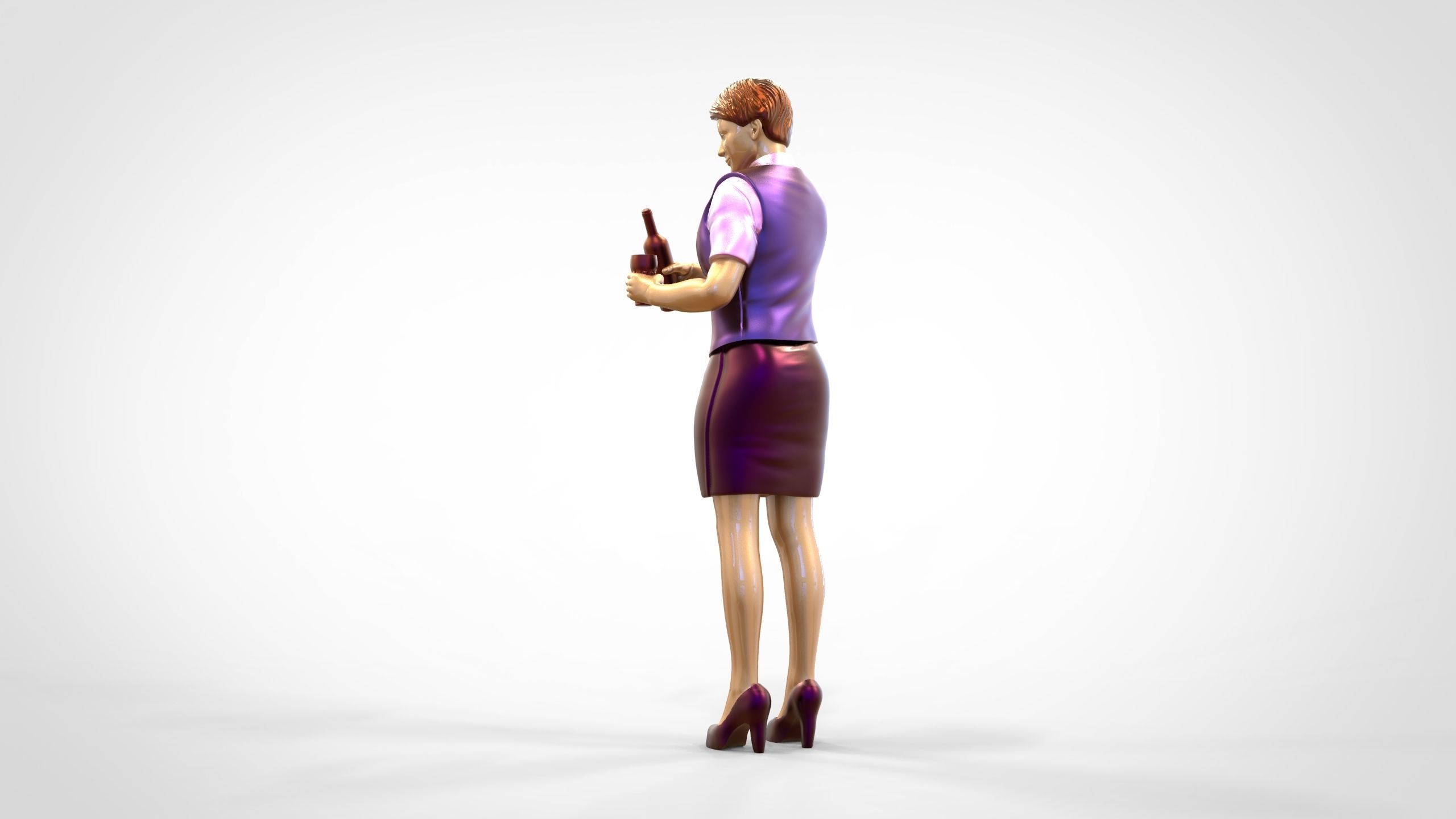 N5 waitress or Stewardess with bottle 3D print model_15