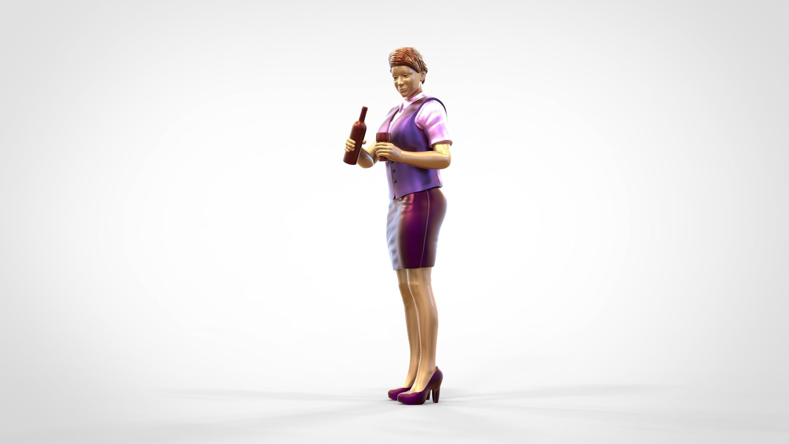 N5 waitress or Stewardess with bottle 3D print model_19