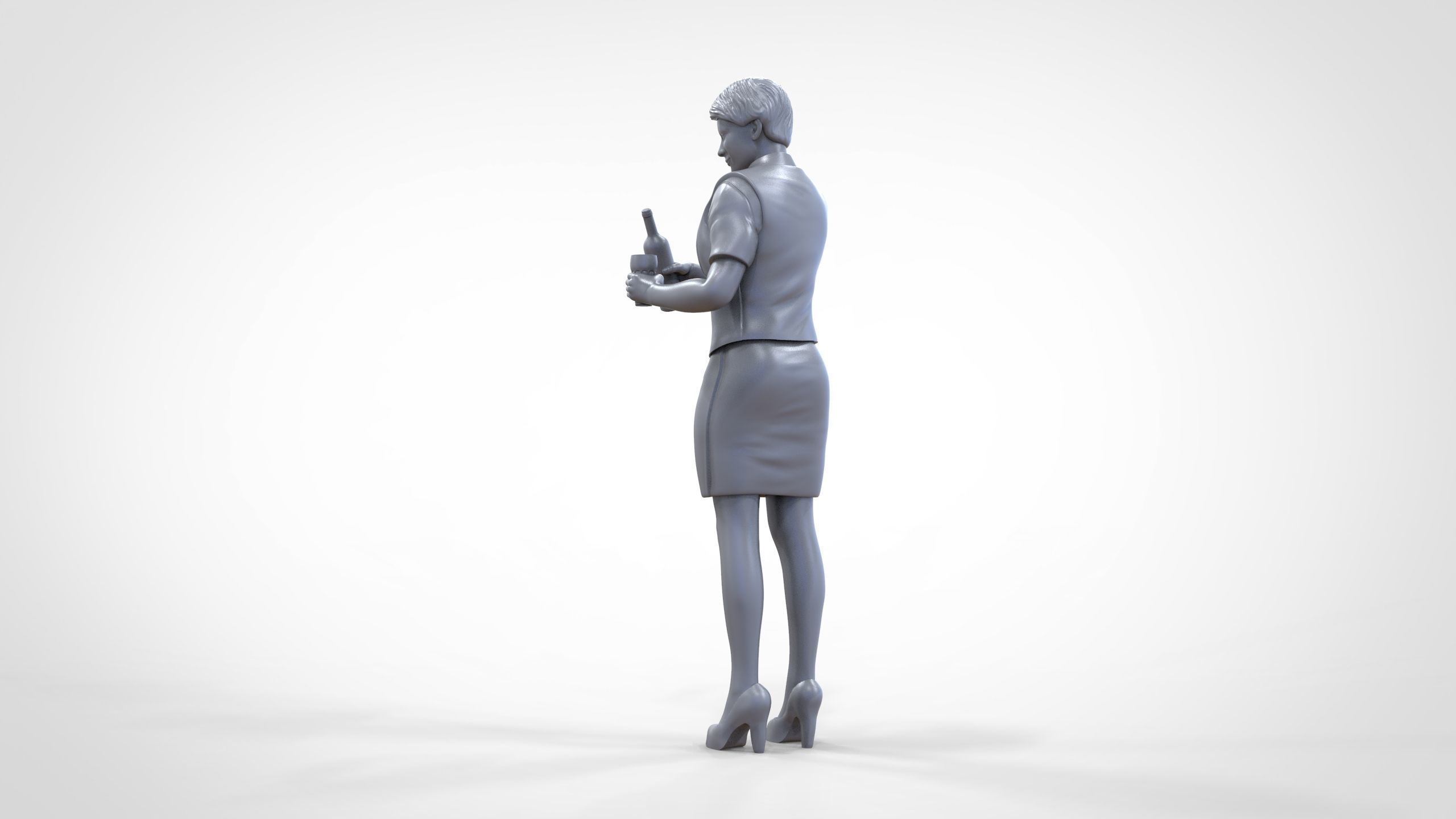 N5 waitress or Stewardess with bottle 3D print model_31