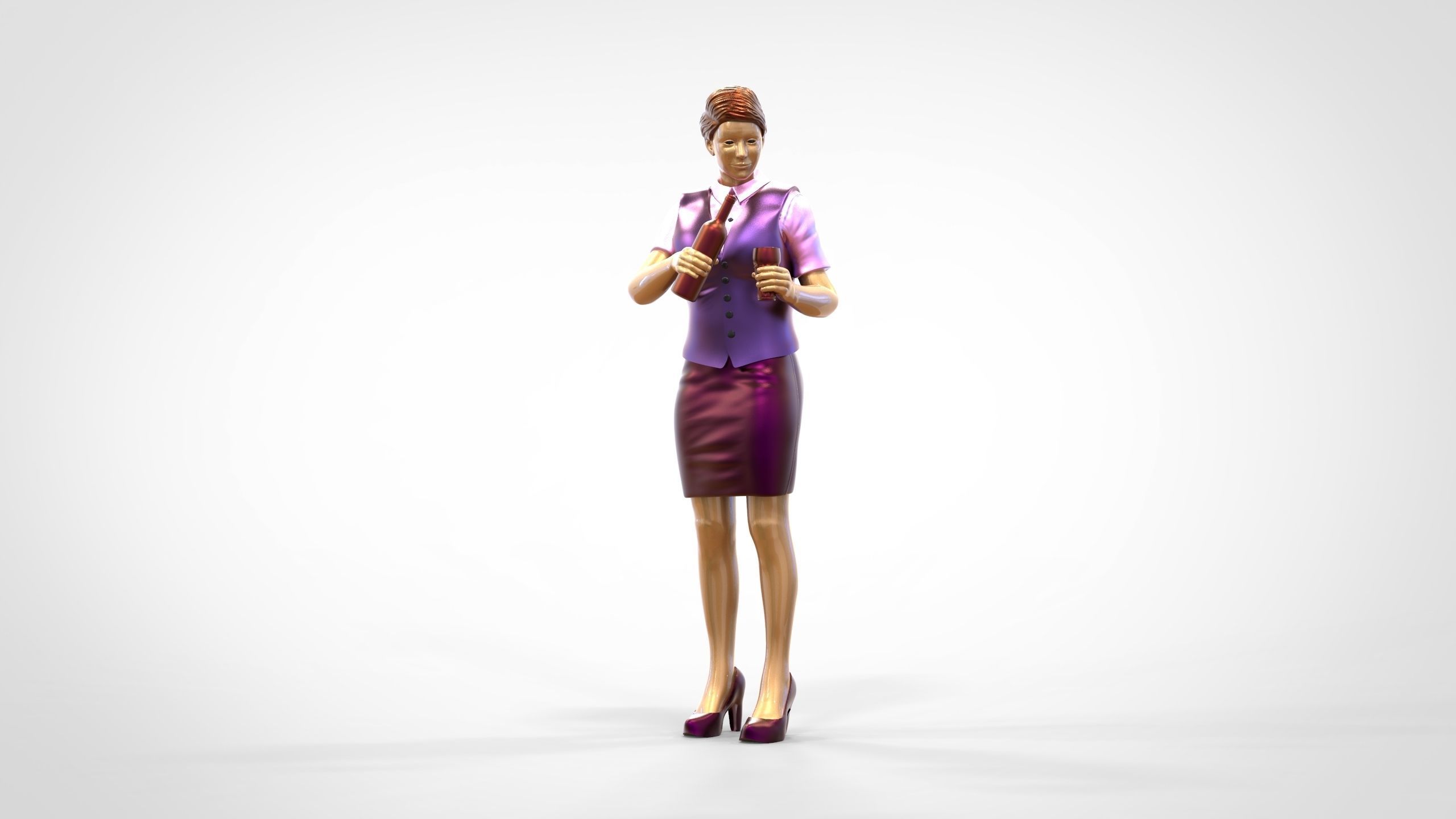 N5 waitress or Stewardess with bottle 3D print model_21