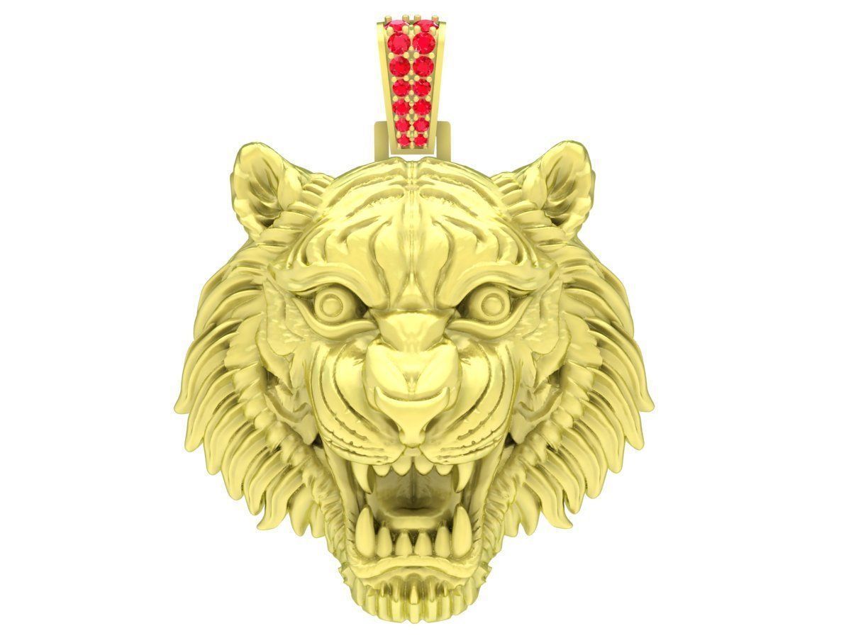 Tiger Head Pendant 3D Jewelry Model 02 3D print model_1