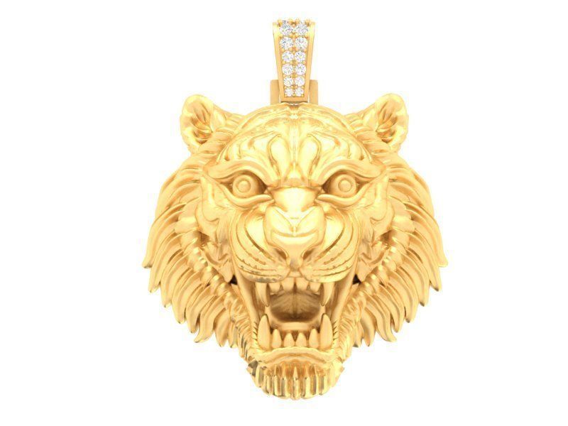 Tiger Head Pendant 3D Jewelry Model 02 3D print model_5
