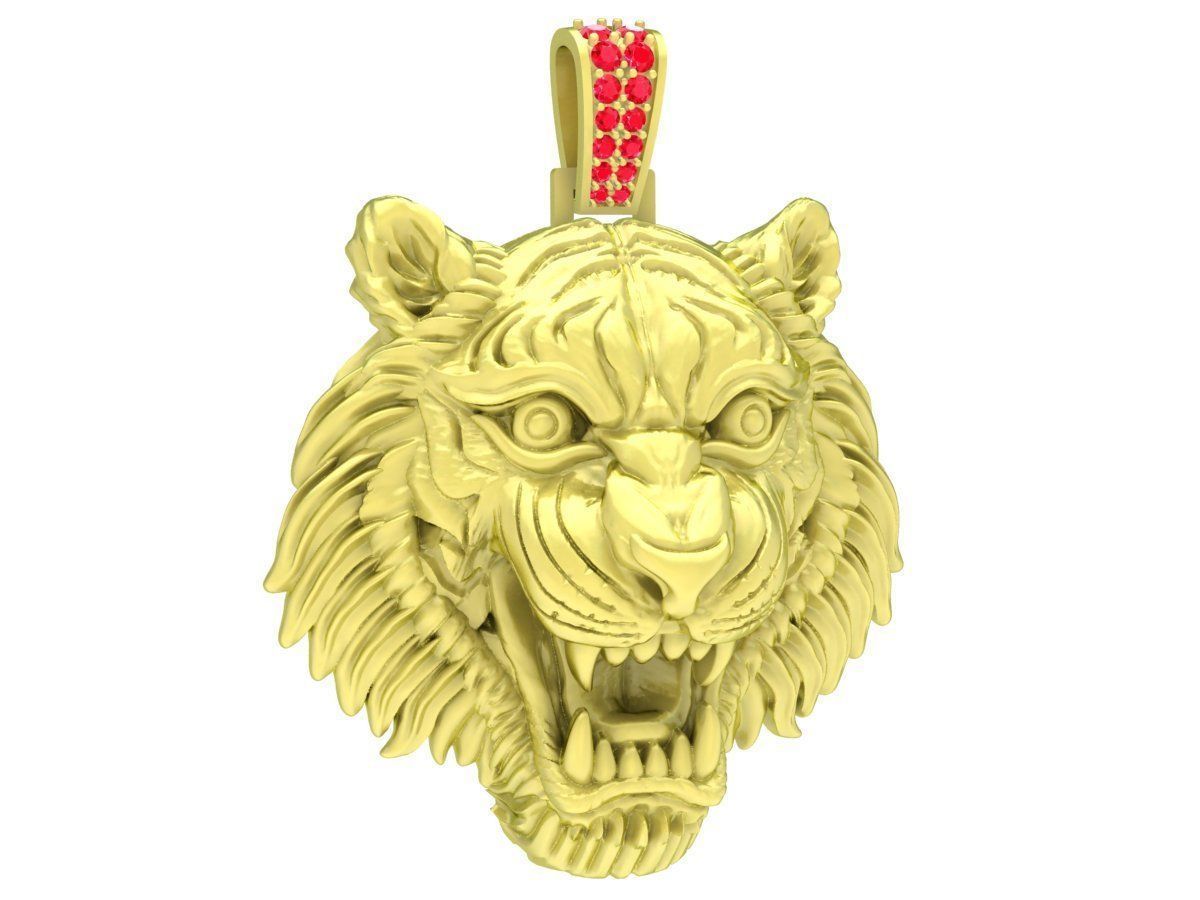 Tiger Head Pendant 3D Jewelry Model 02 3D print model_2