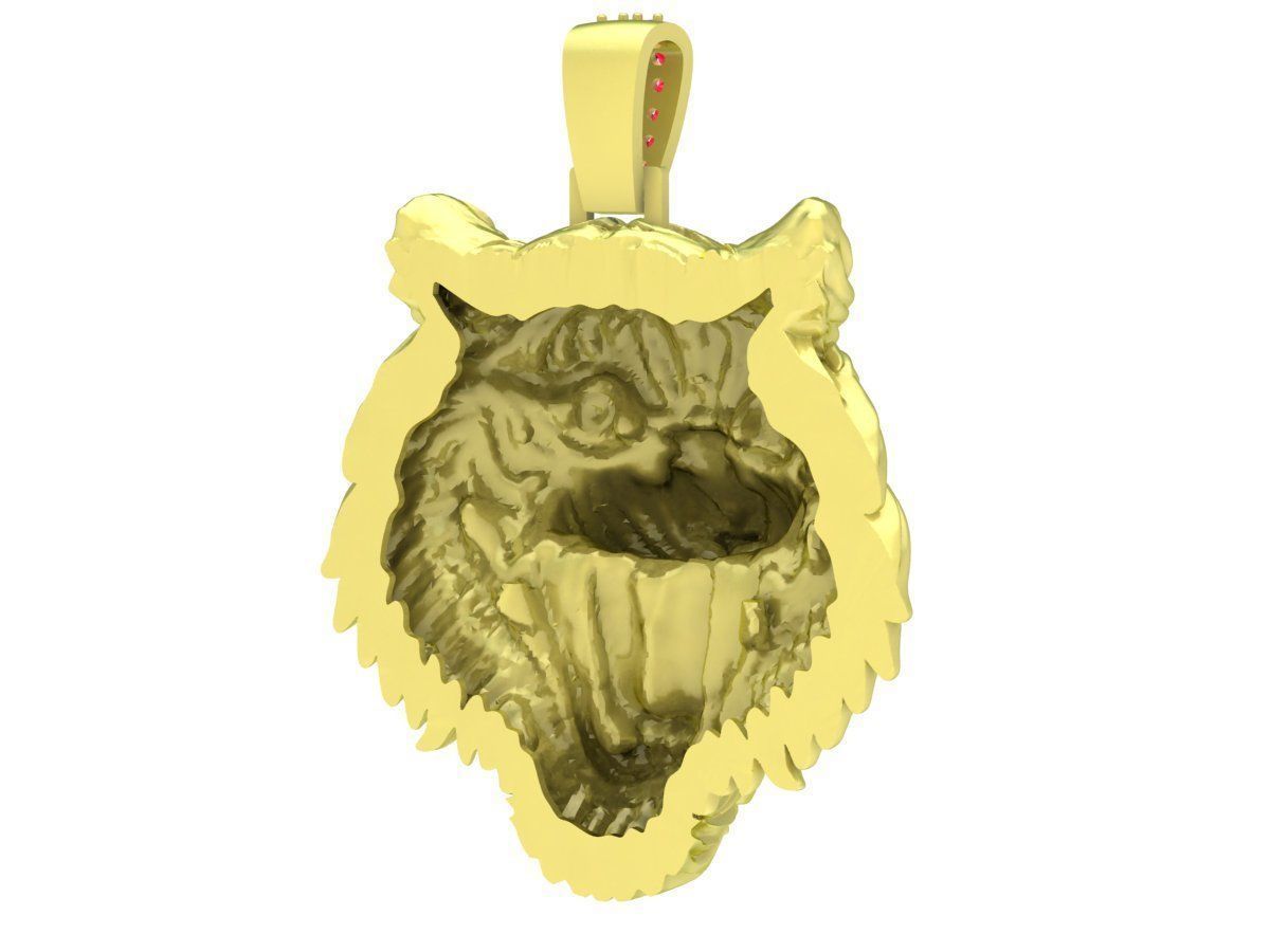 Tiger Head Pendant 3D Jewelry Model 02 3D print model_3