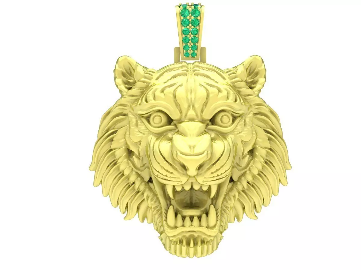 Tiger Head Pendant 3D Jewelry Model 02 3D print model_0
