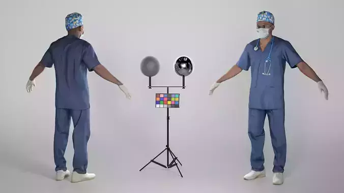 Surgical doctor in sterile mask and gloves in A-pose 308