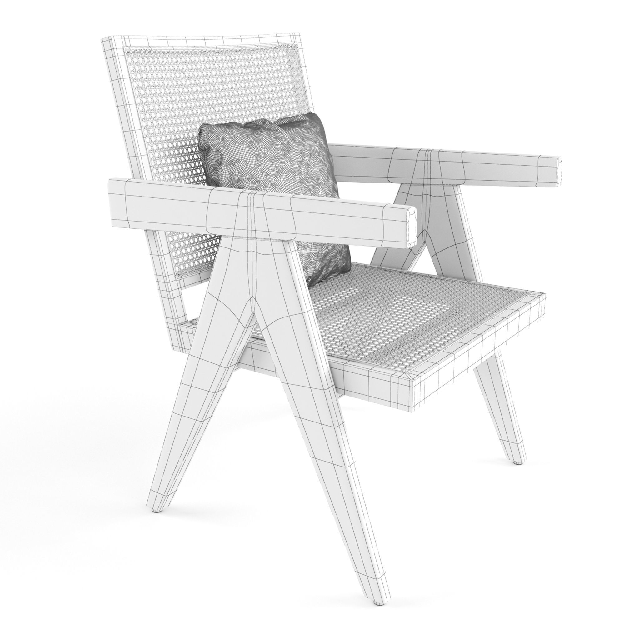 Lounge chair Sissi with wickerwork 3D model_2