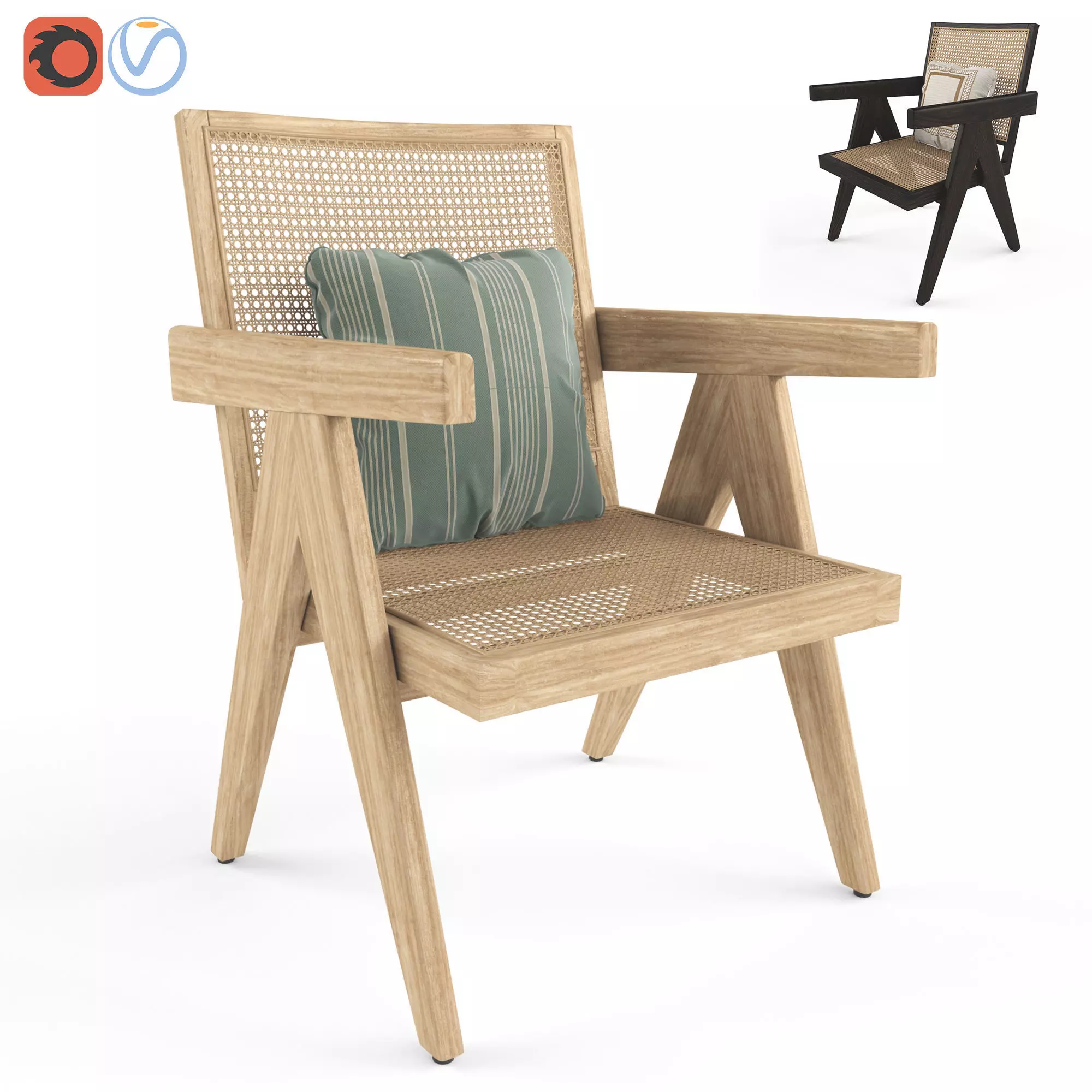 Lounge chair Sissi with wickerwork 3D model_0