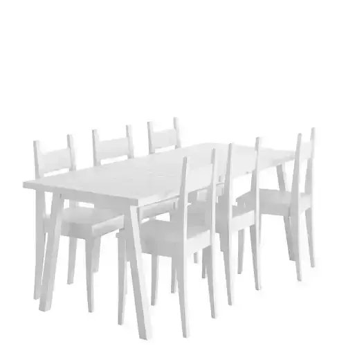 White wood table group - Classical style