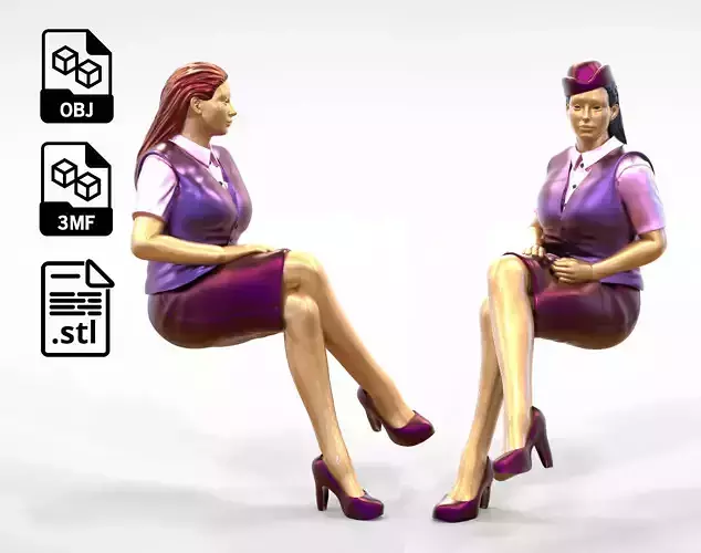 N6 Sitting Waitress or Stewardess 