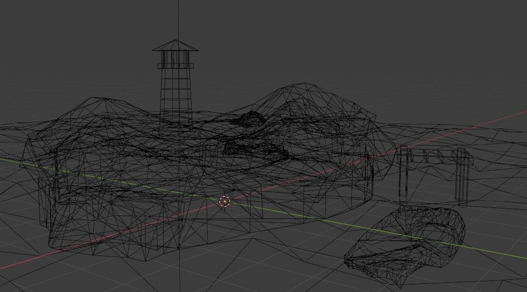 Ligthhouse island with lighthouse Low-poly 3D model_7