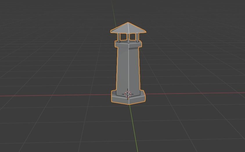 Ligthhouse island with lighthouse Low-poly 3D model_10