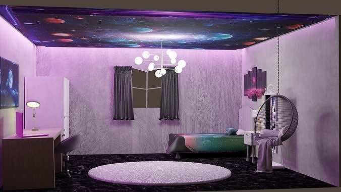 Teenager modern room Free 3D model