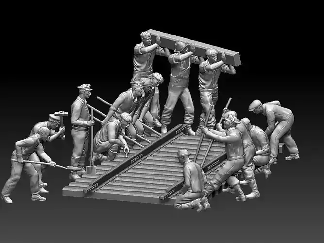 workers  railway 3D print model