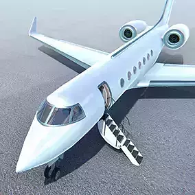 Business jet - aircraft with interior Low-poly 3D model