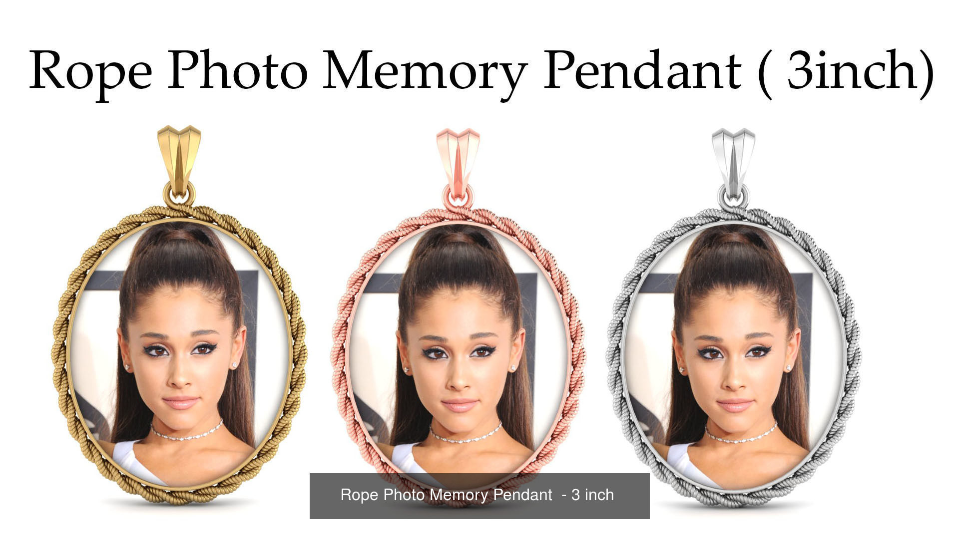 Rope Photo Memory Pendant  All sizes 3D Model Collection_3