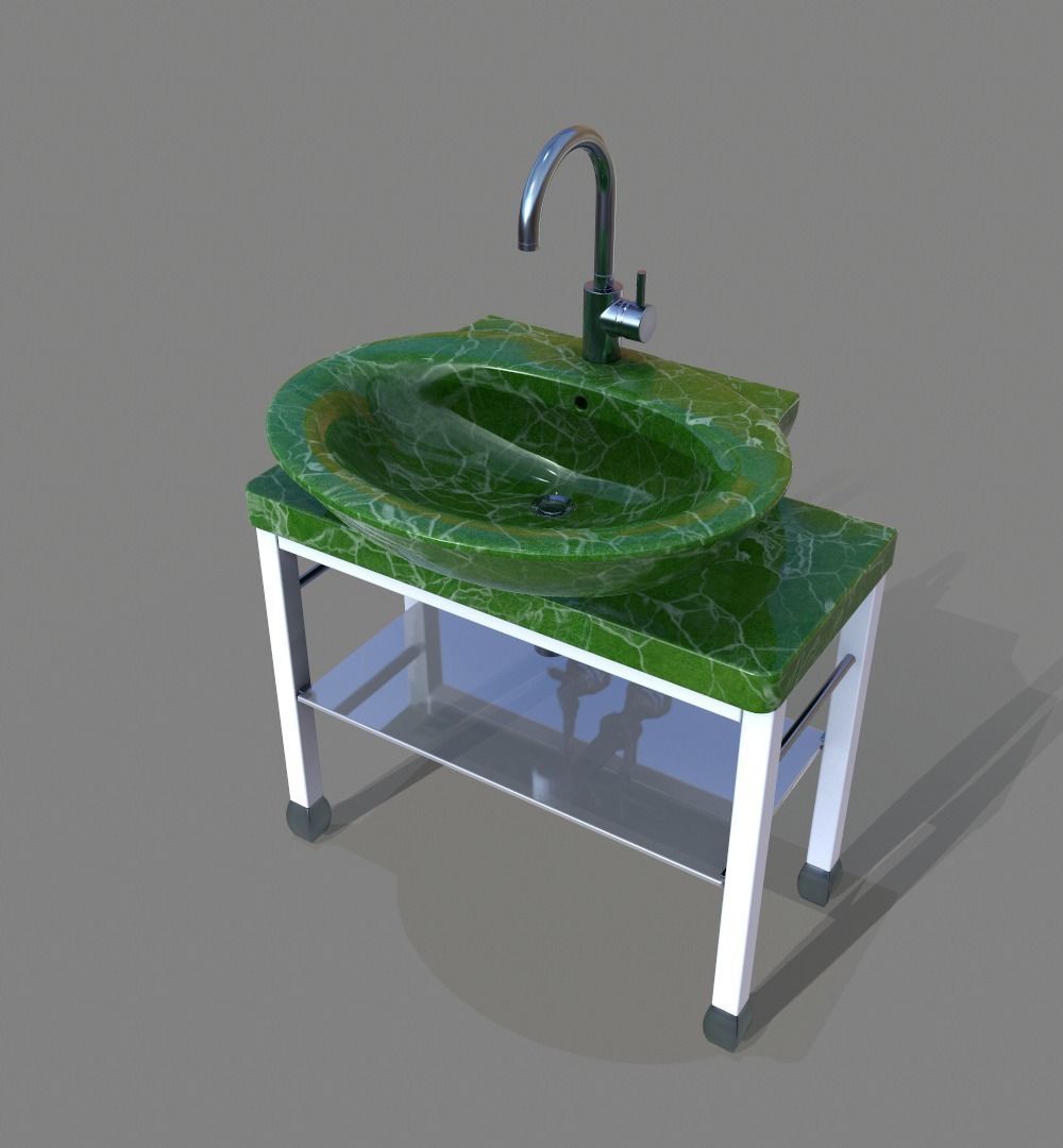 Porcelain sink v1 3D model_8