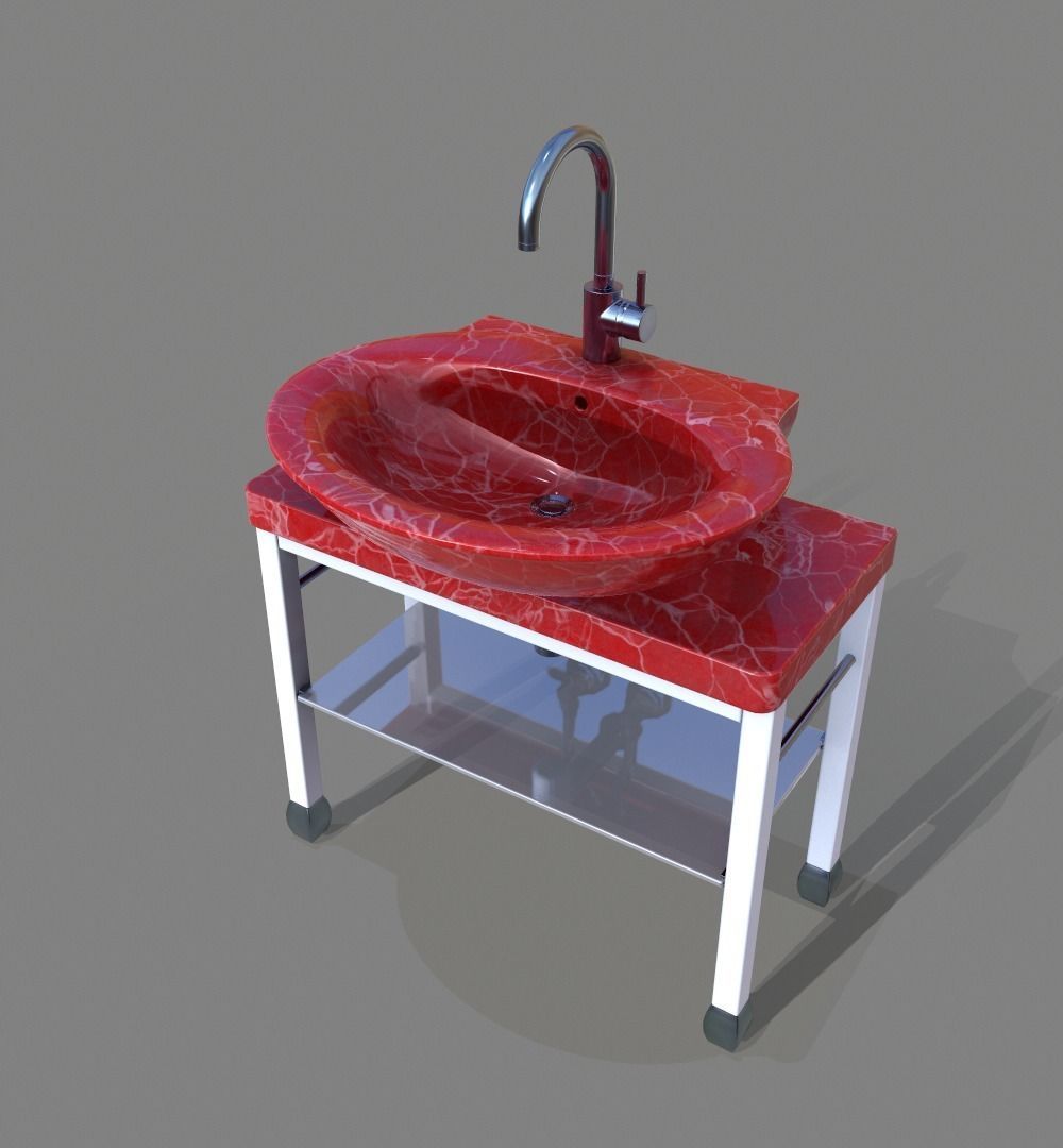 Porcelain sink v1 3D model_7