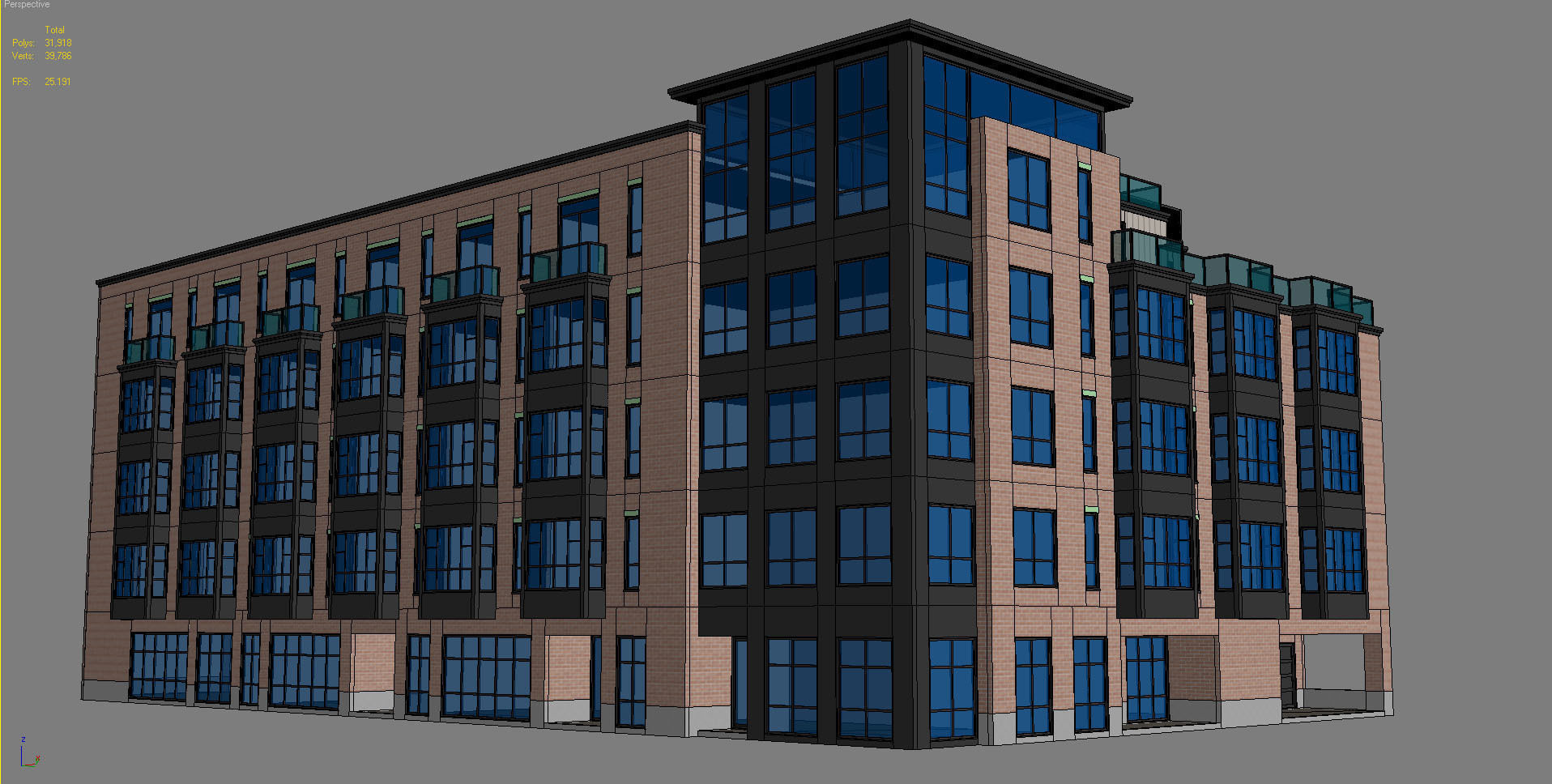 Modern Townhouse Building 2 3D model_14