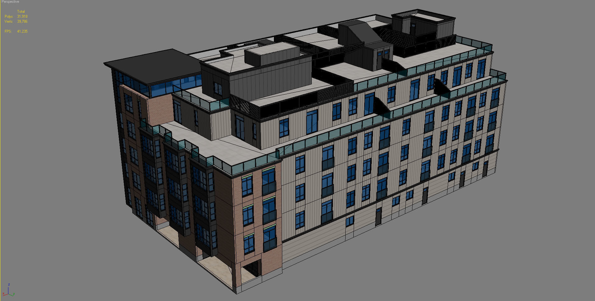 Modern Townhouse Building 2 3D model_3