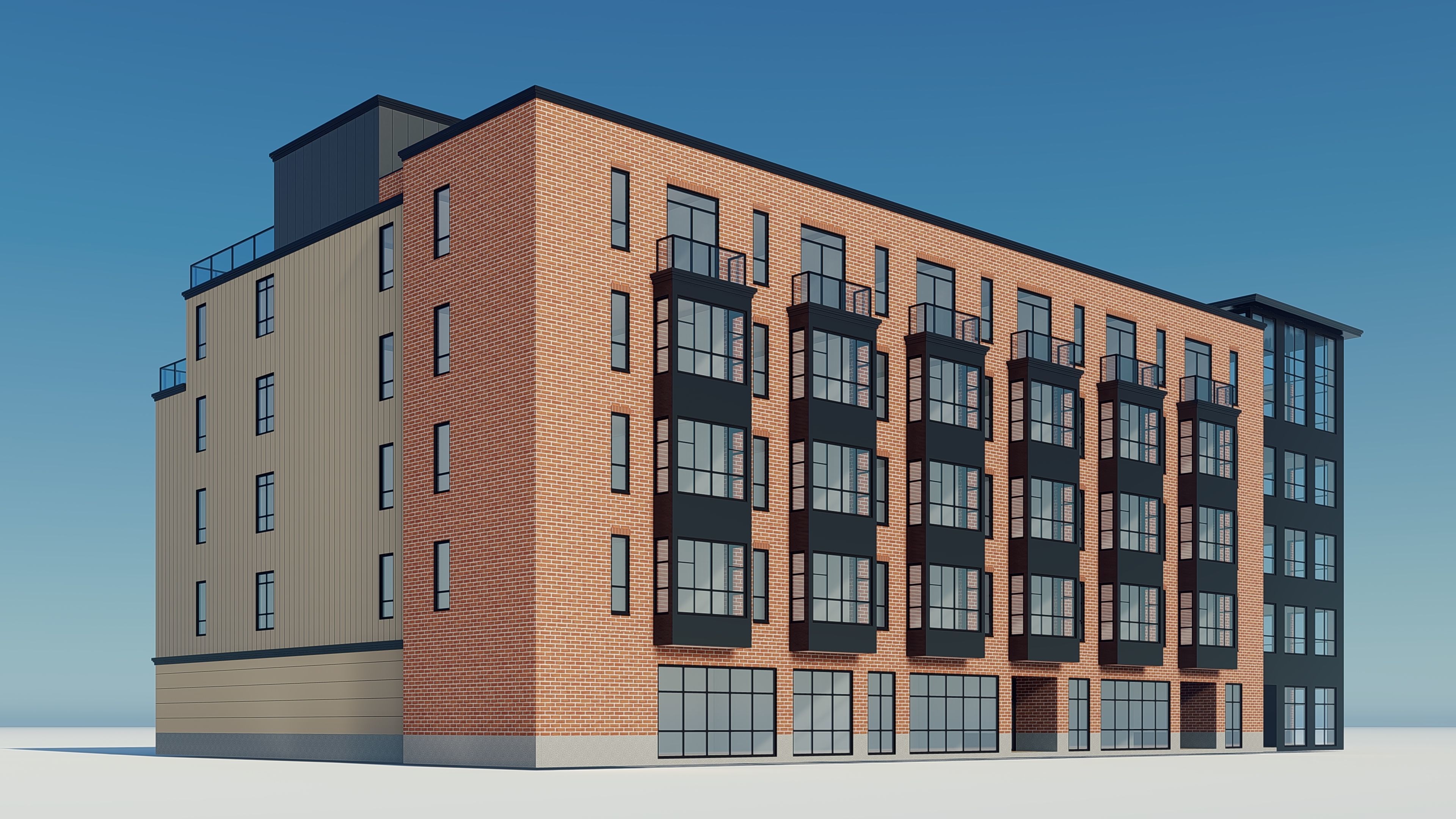 Modern Townhouse Building 2 3D model_9