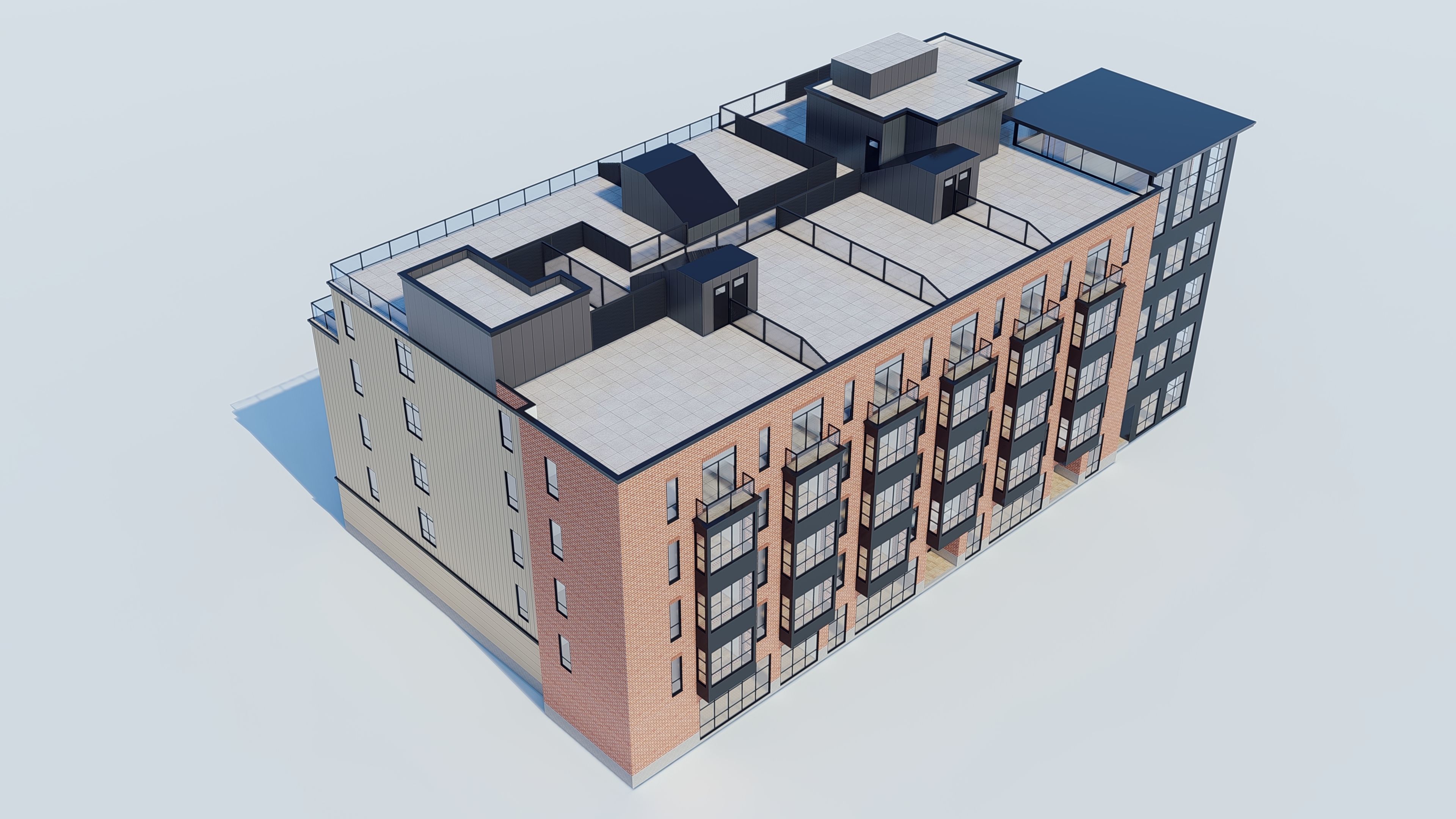 Modern Townhouse Building 2 3D model_13