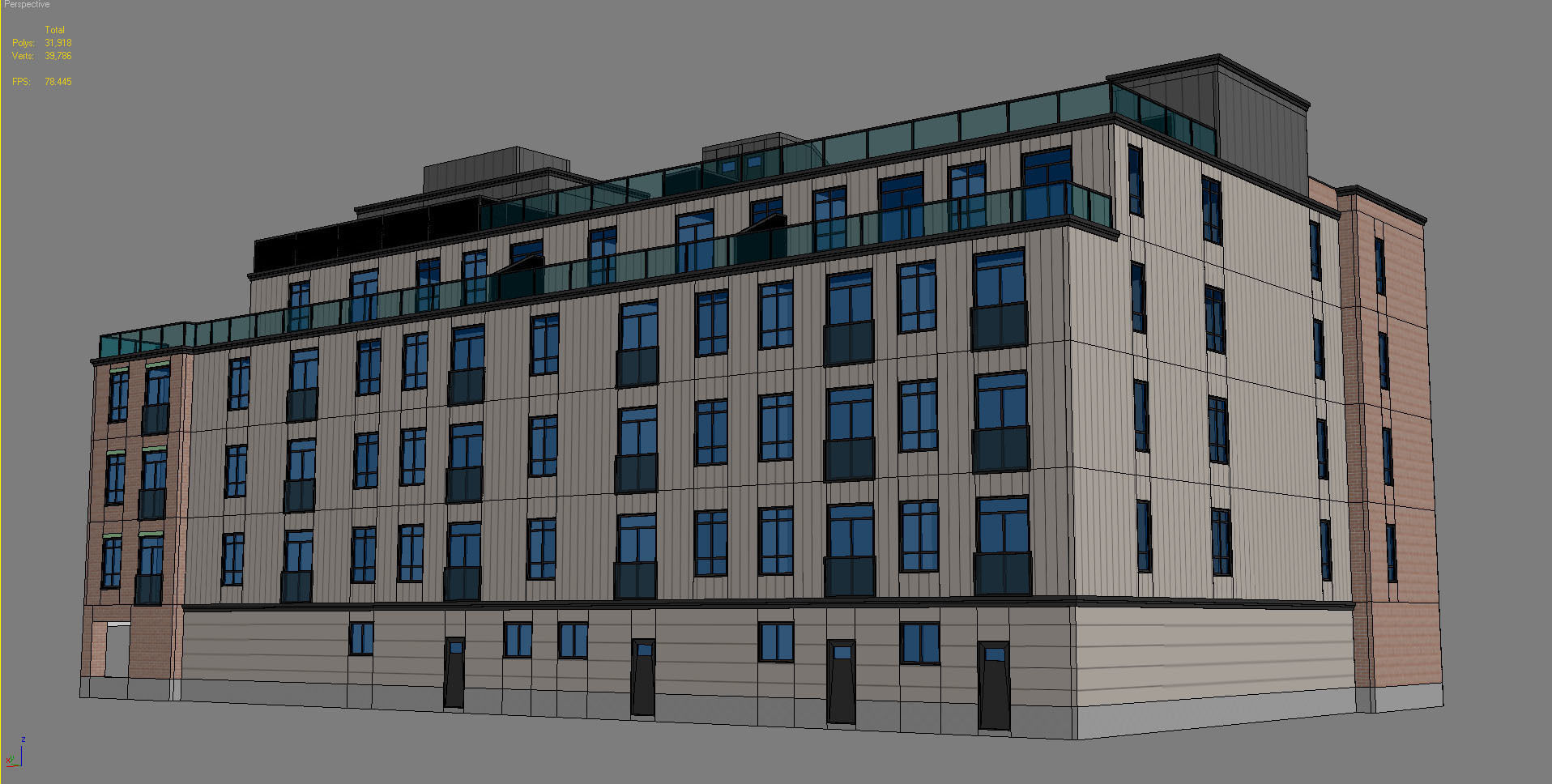 Modern Townhouse Building 2 3D model_1