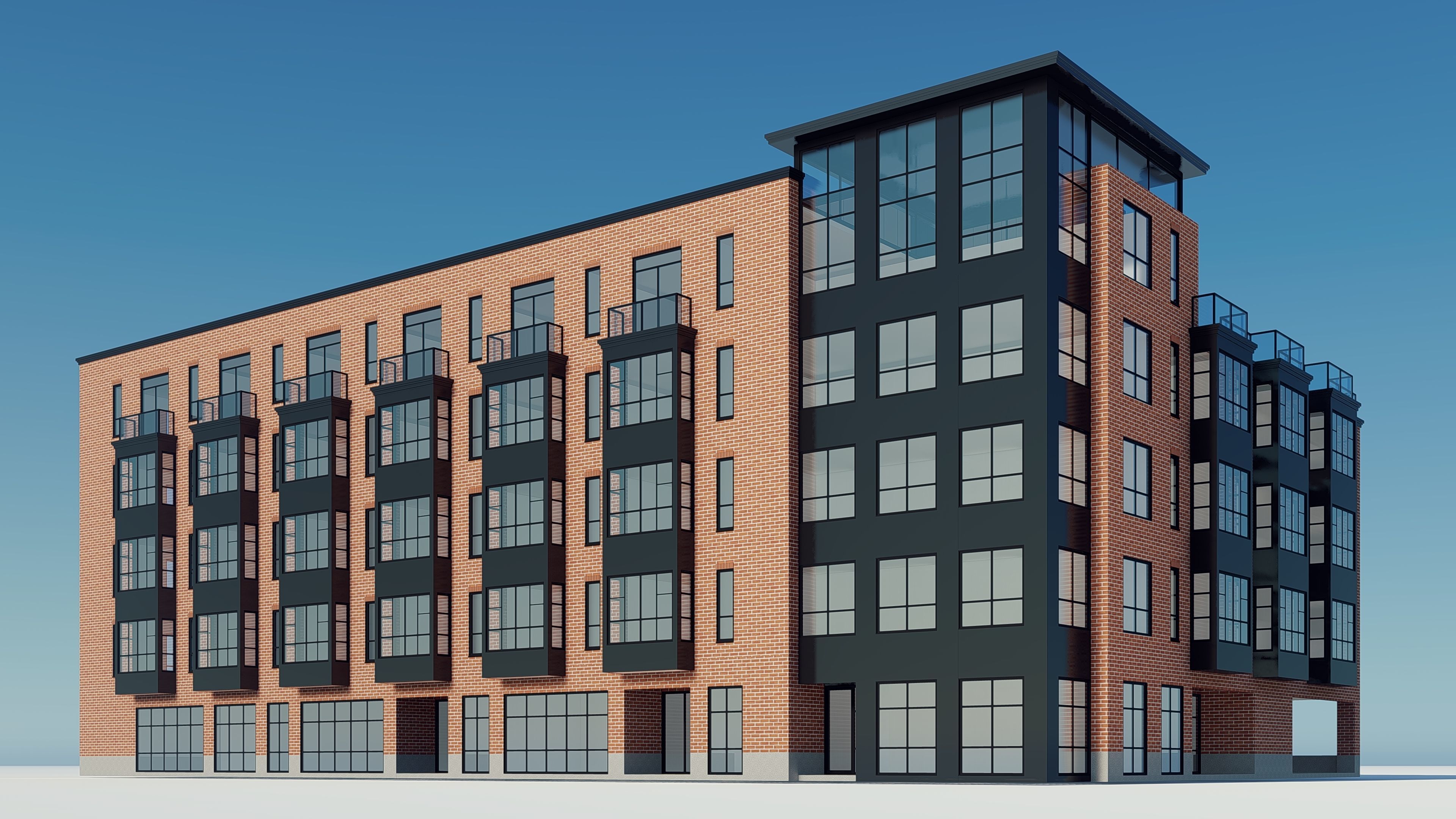 Modern Townhouse Building 2 3D model_8