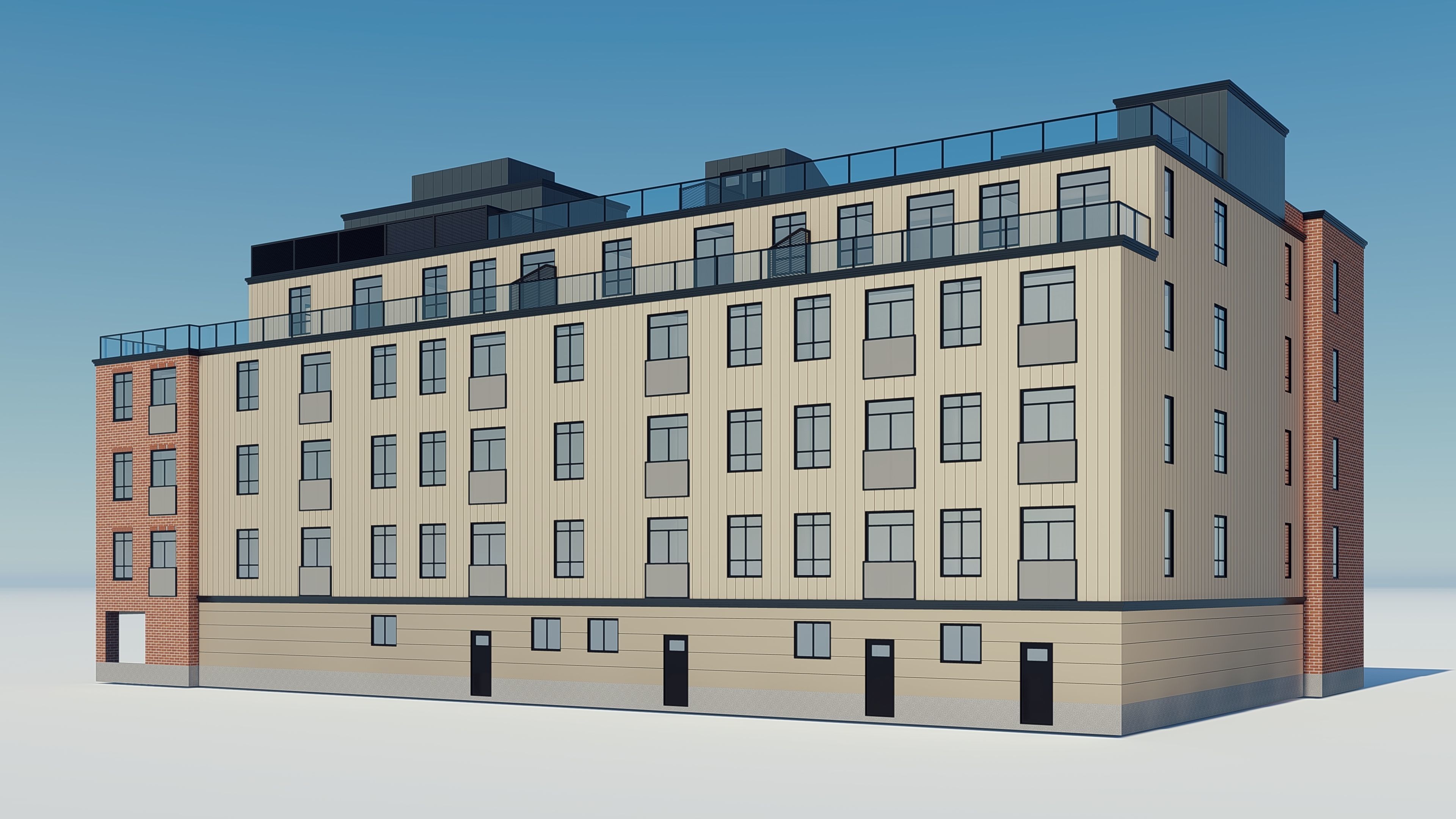 Modern Townhouse Building 2 3D model_10