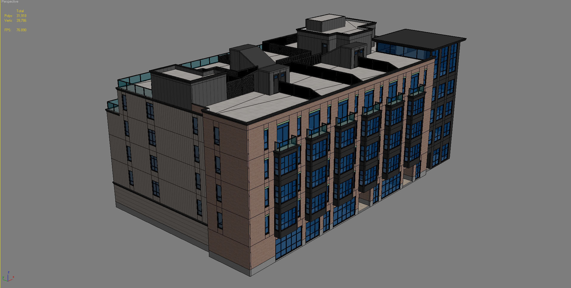 Modern Townhouse Building 2 3D model_4