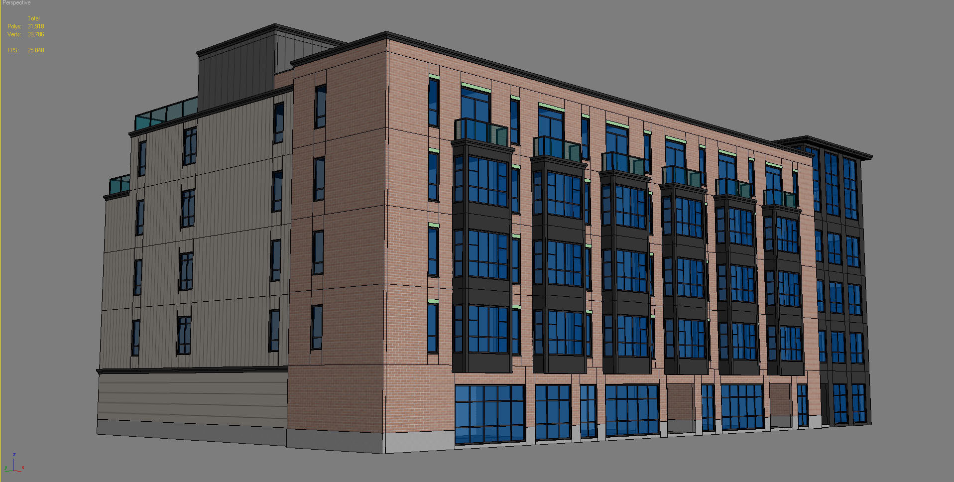 Modern Townhouse Building 2 3D model_15