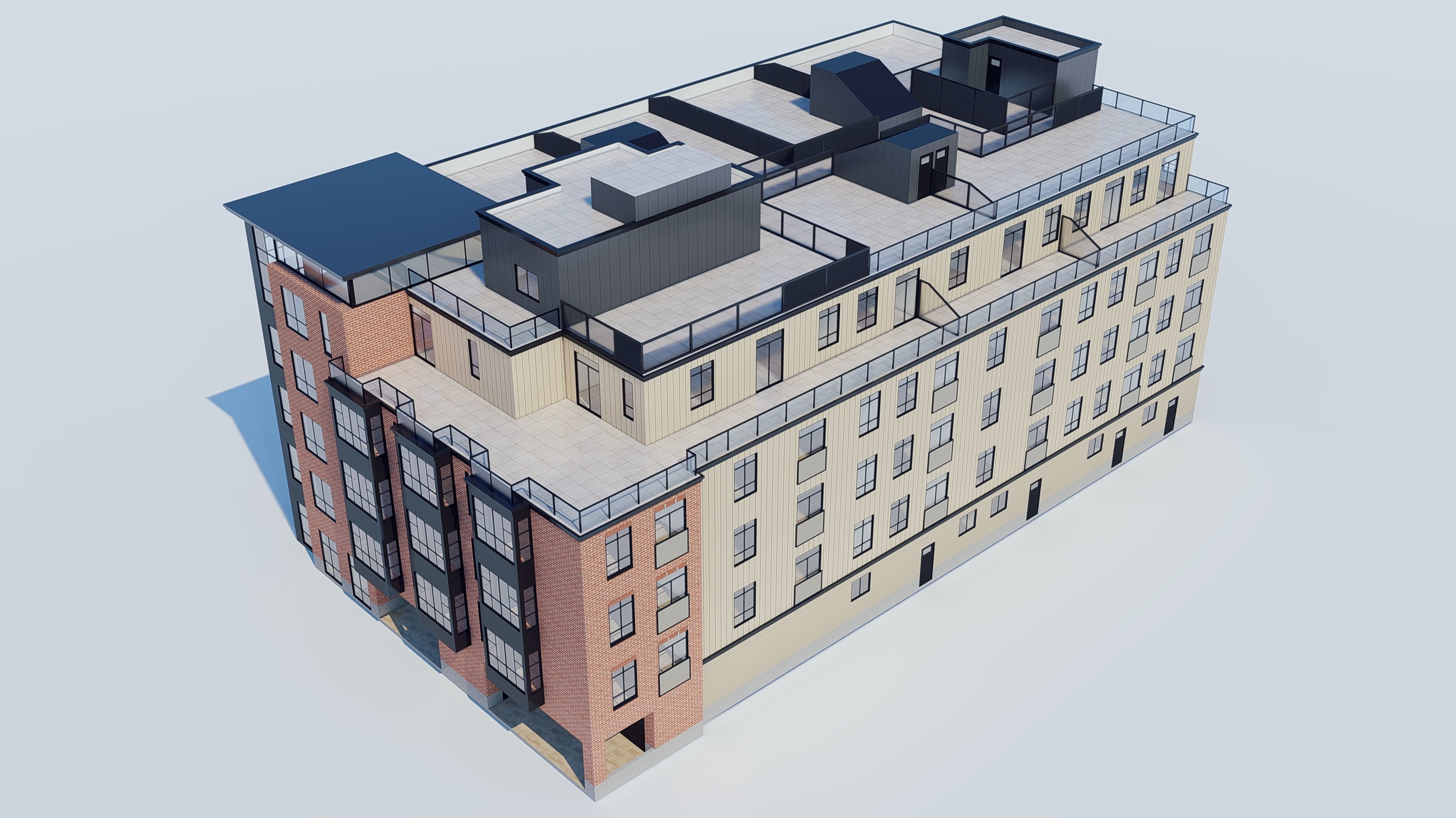 Modern Townhouse Building 2 3D model_12