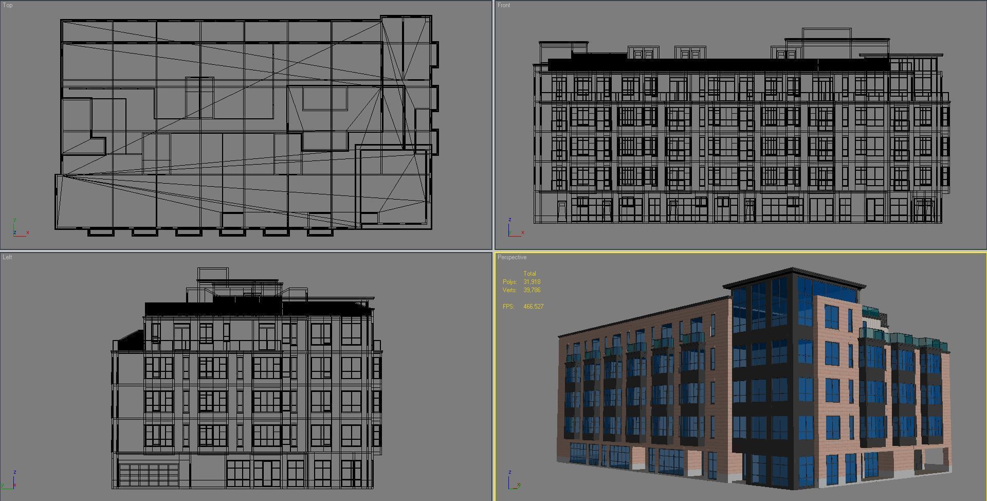Modern Townhouse Building 2 3D model_6