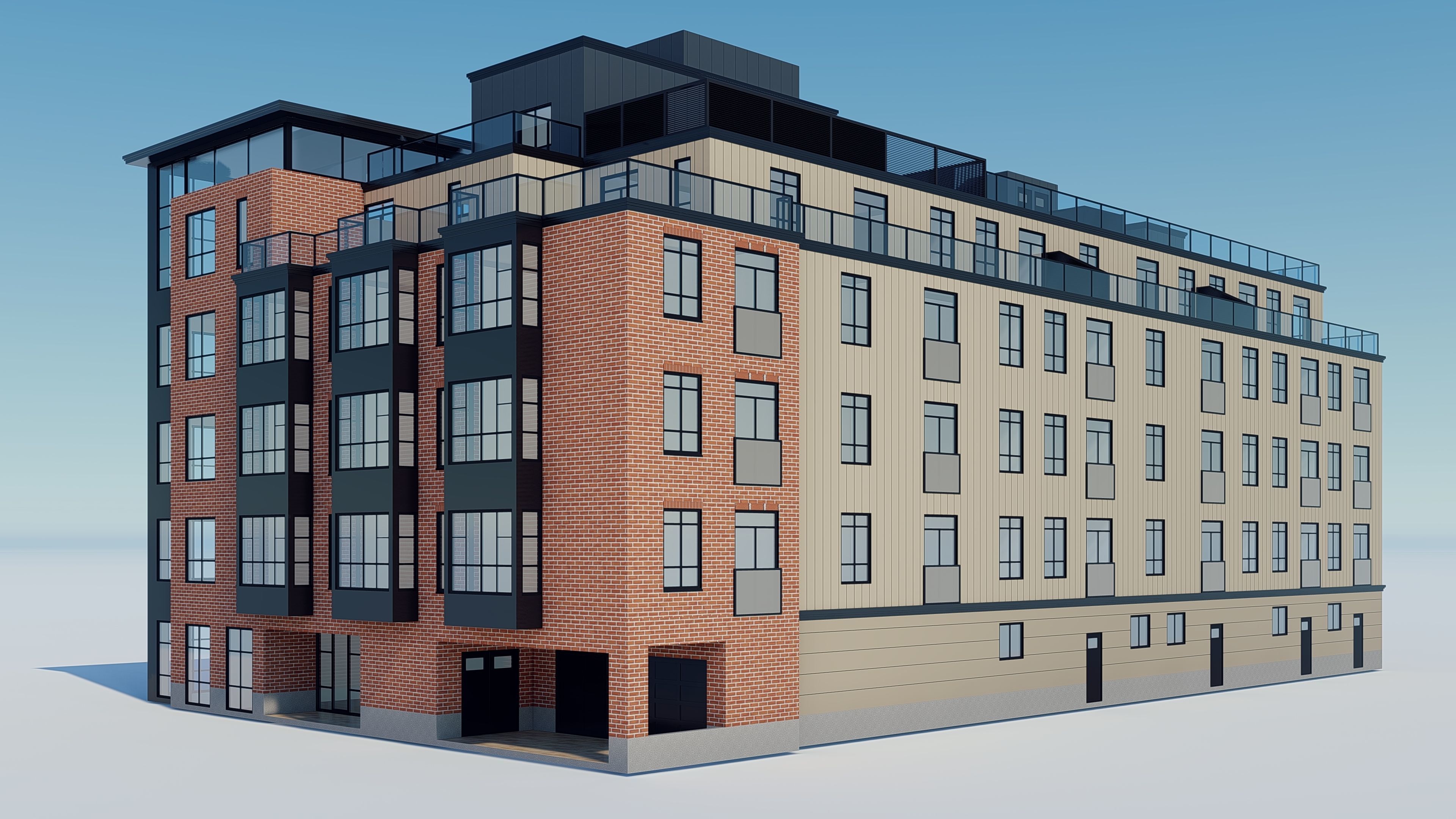 Modern Townhouse Building 2 3D model_11