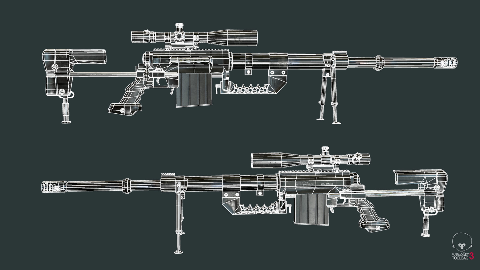 Cheytac M200 Low-poly 3D model_2