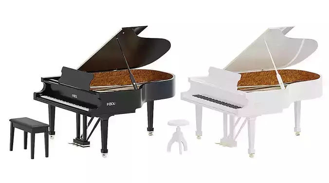 Fazioli Black And White BLENDER 3D Model Cycles